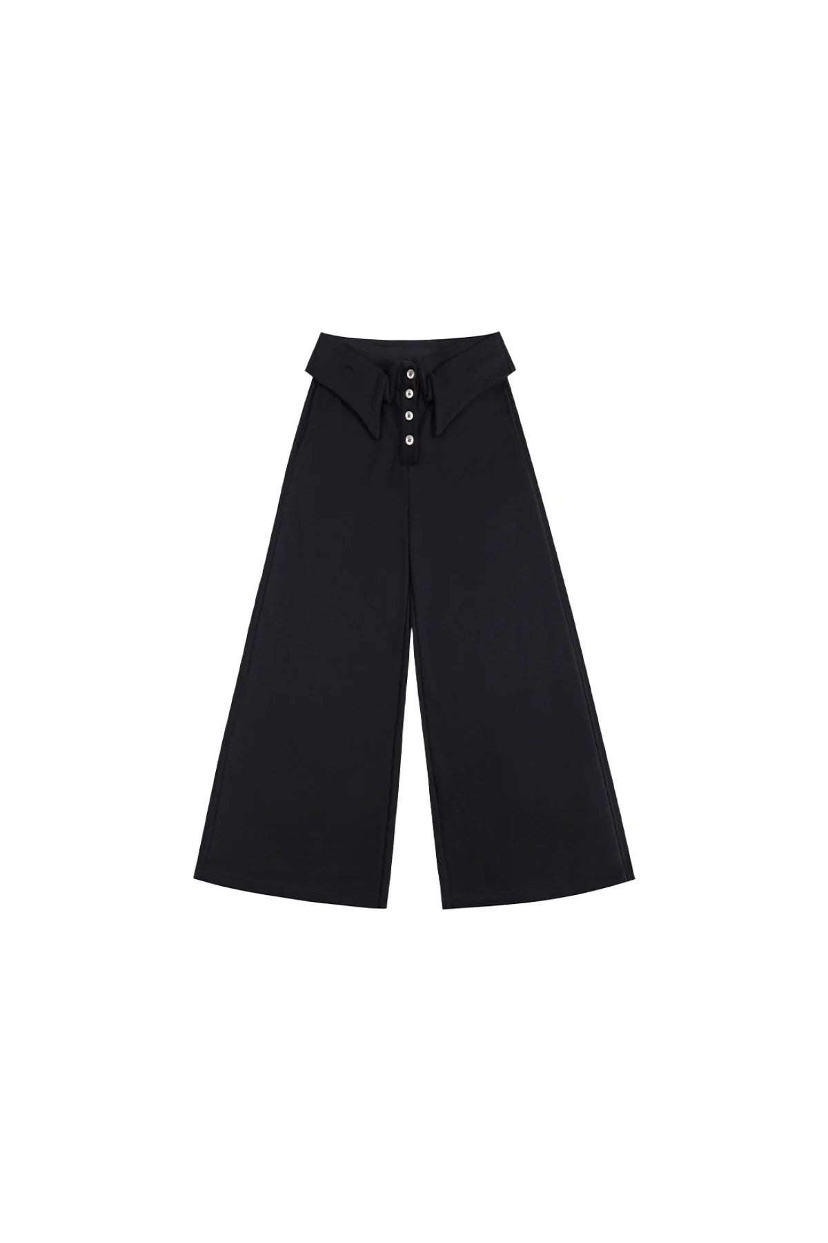 DOUBLE-LAYER COLLAR WIDE-LEG PANTS IN BLACK 双层领卫裤-黑