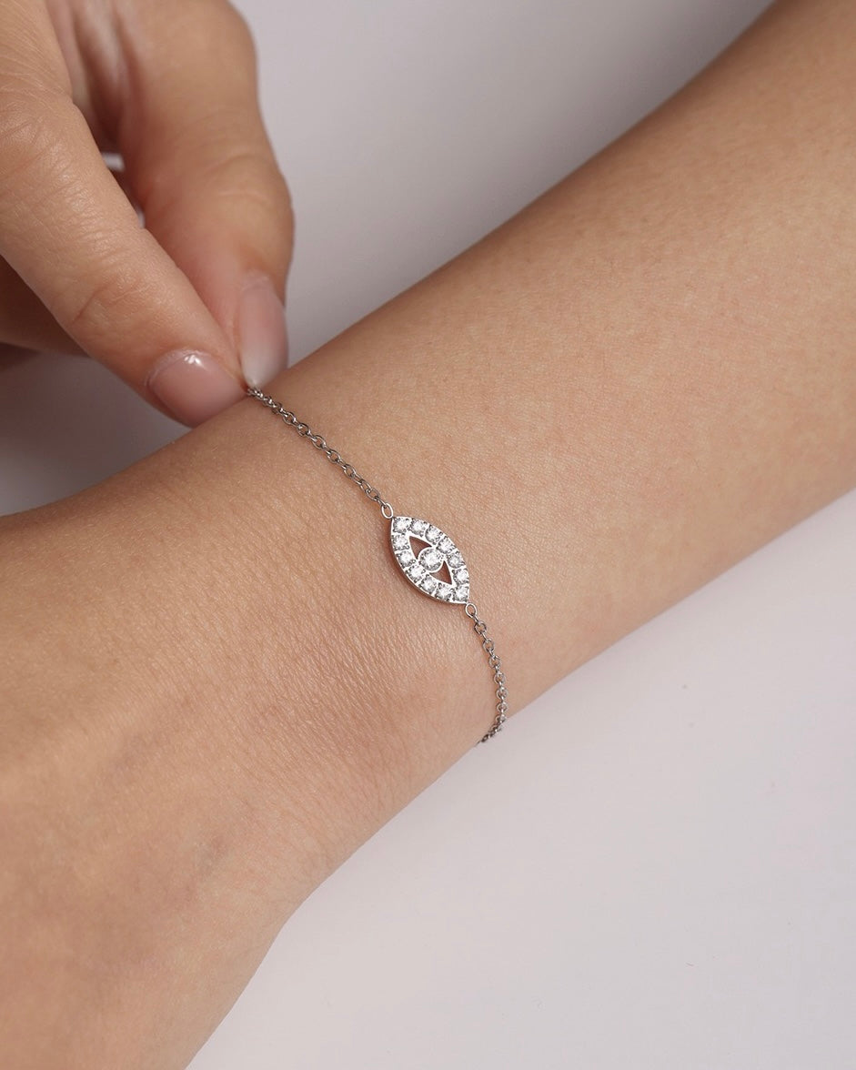 Dainty Pavé Evil Eye Bracelet