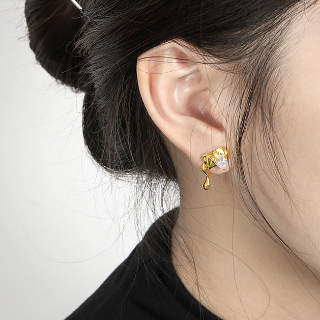 Lava Cubic Earrings - Gold