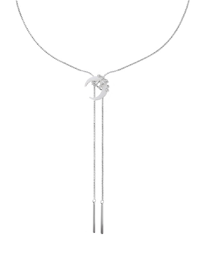 Aria White Moon Pull-out Long Necklace
