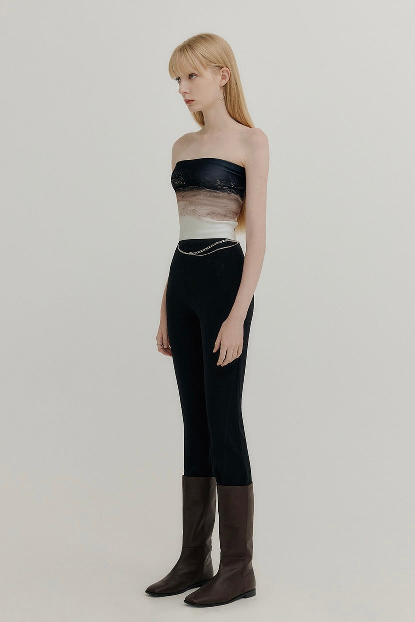 YUSE PRINTED TUBE TOP - BROWN WAVE