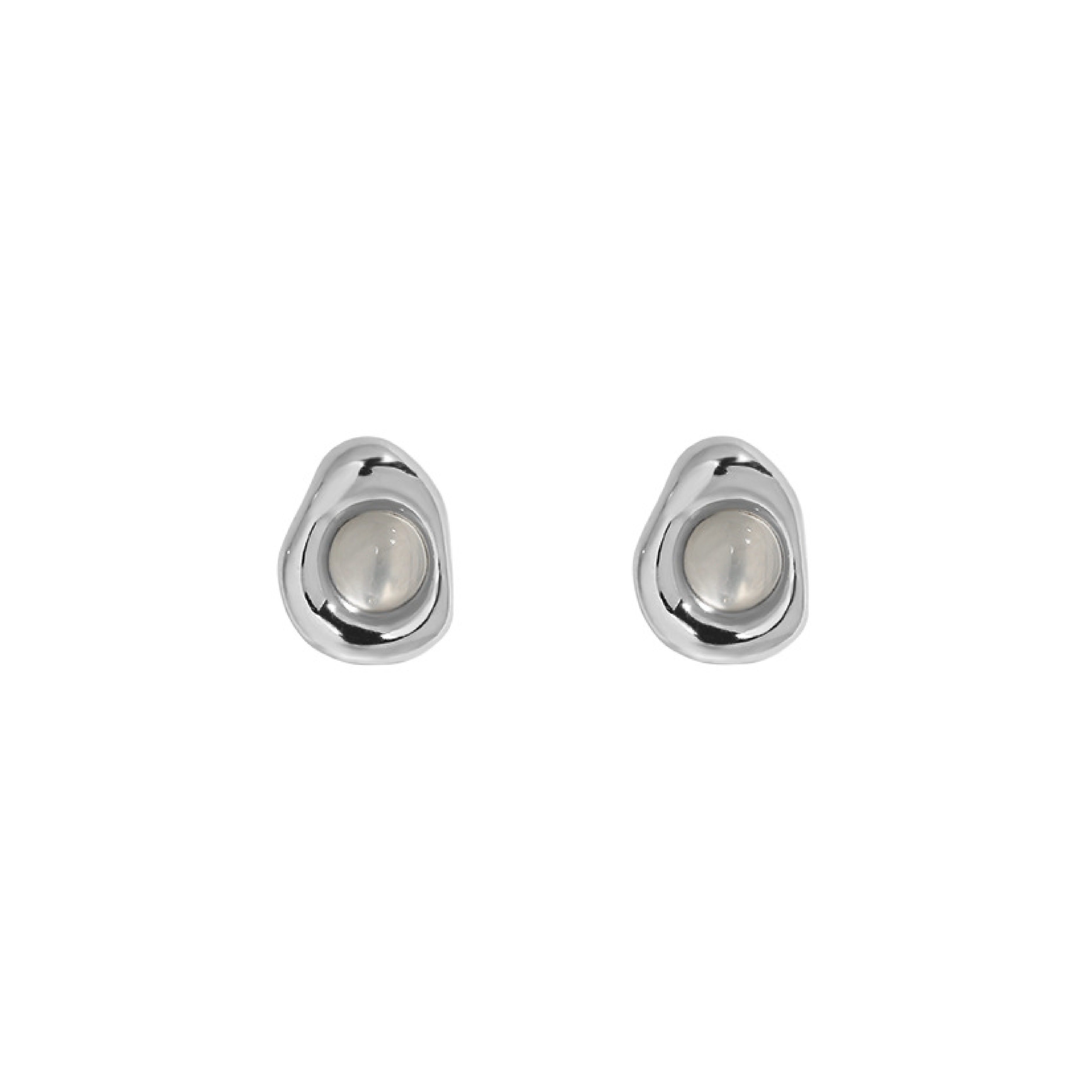 Bezai White Agate Studs - Silver