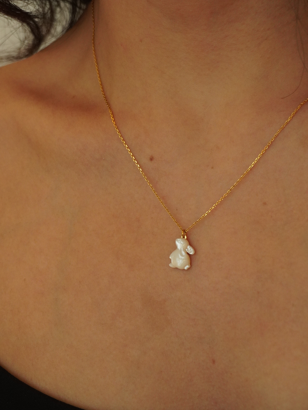 Bunny Rabbit Mother of Pearl Necklace