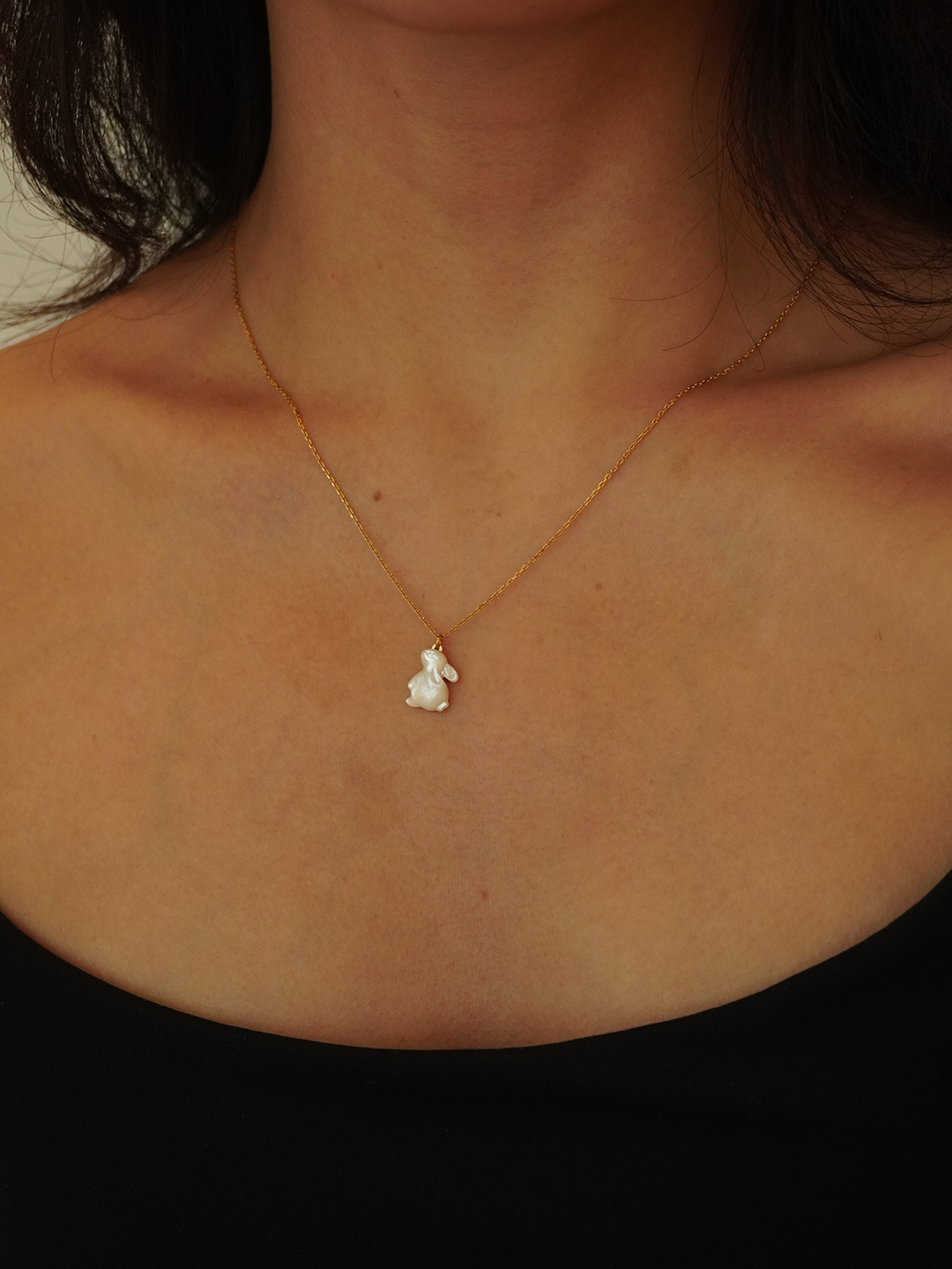 Bunny Rabbit Mother of Pearl Necklace