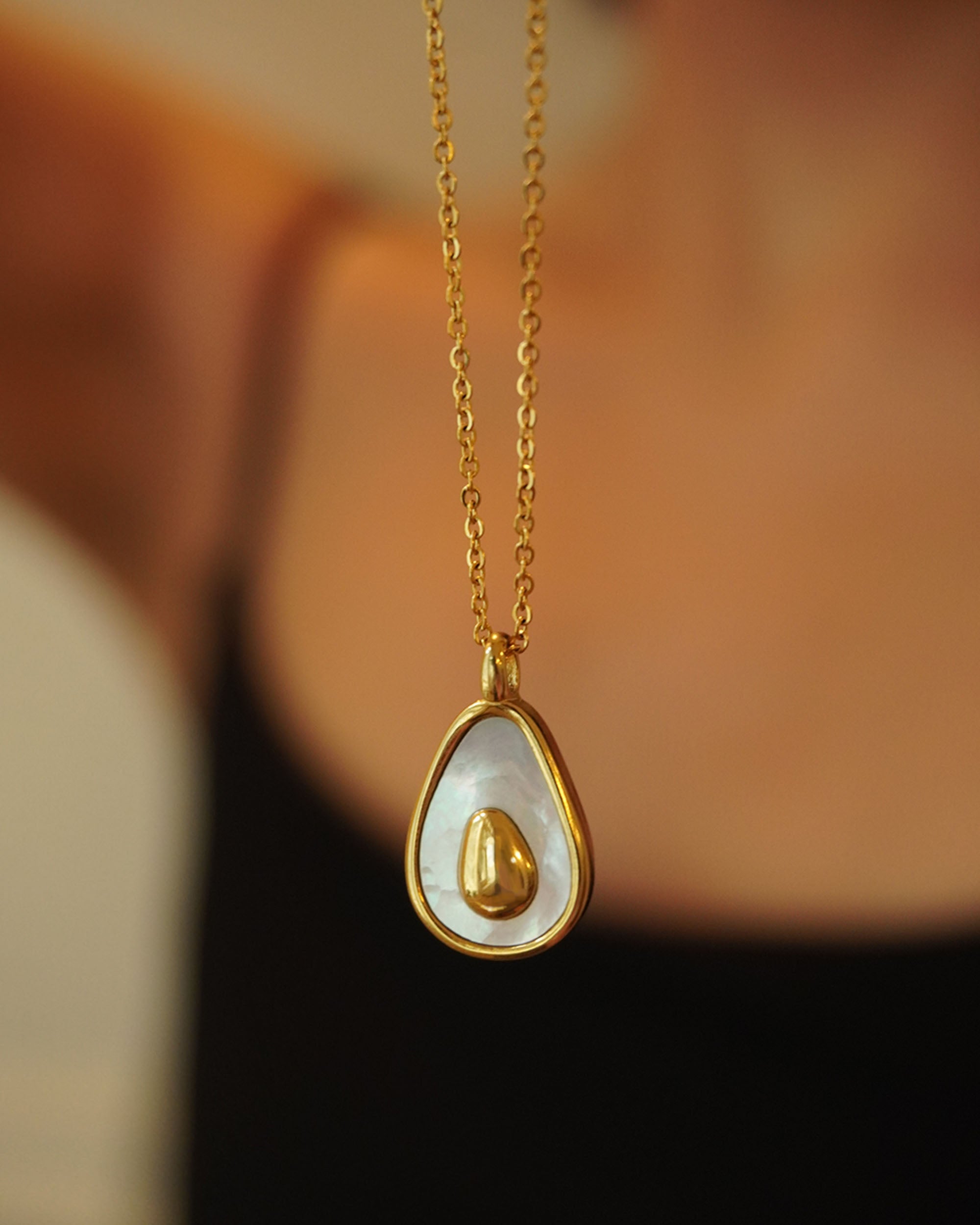 Avocado Mother of Pearl Necklace