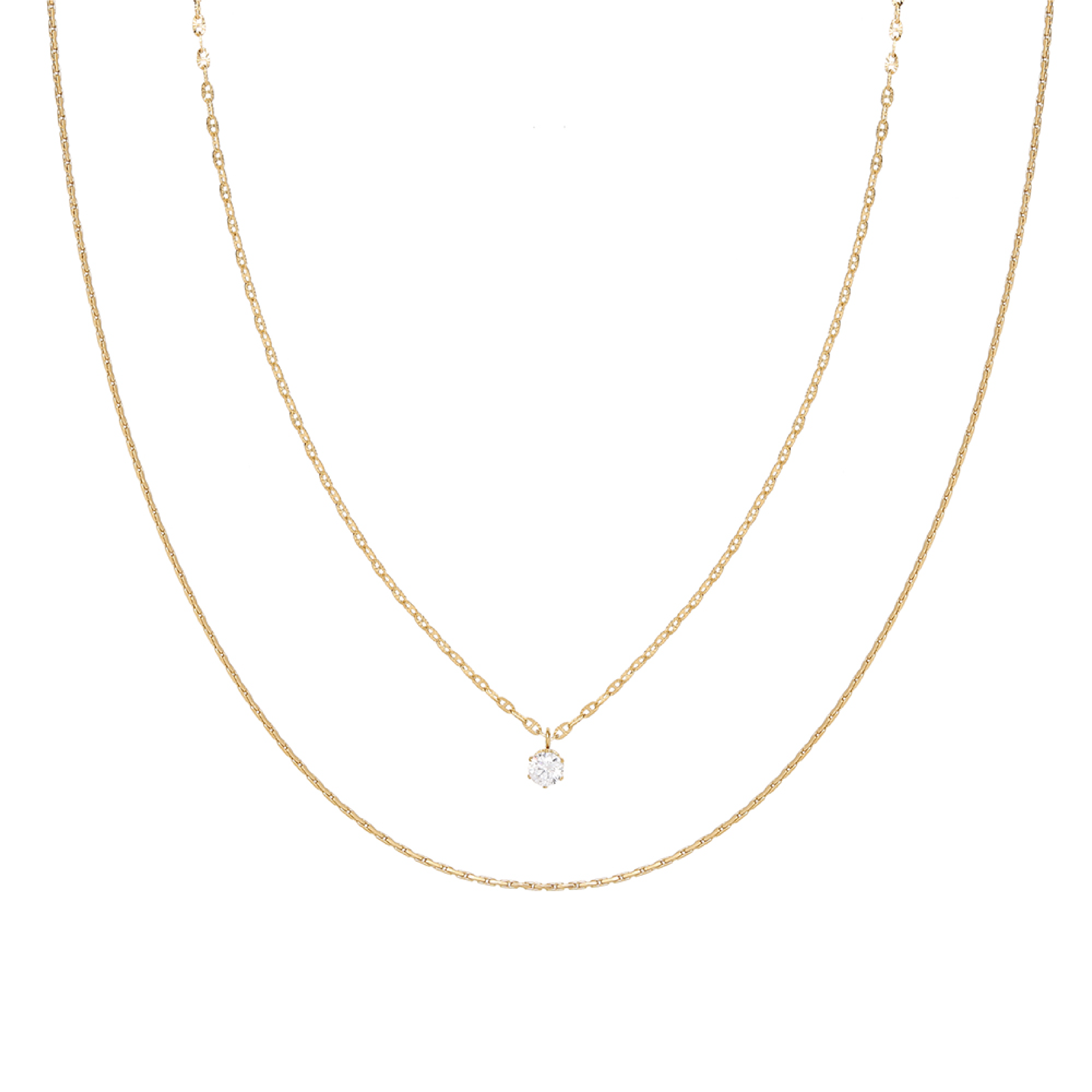 Evie Cubic Layered Necklace - Gold