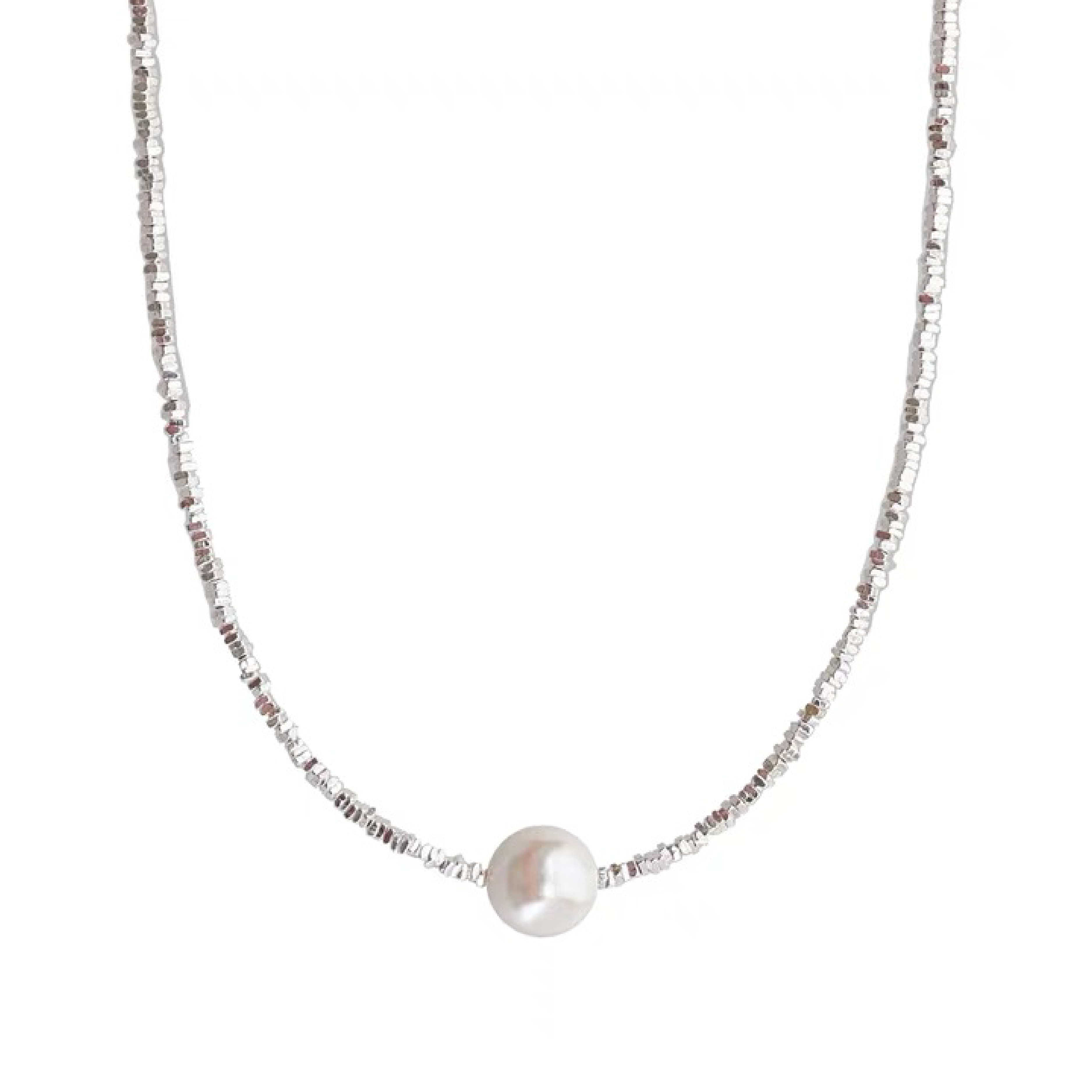 Fiona Silver Glinting Pearl Necklace