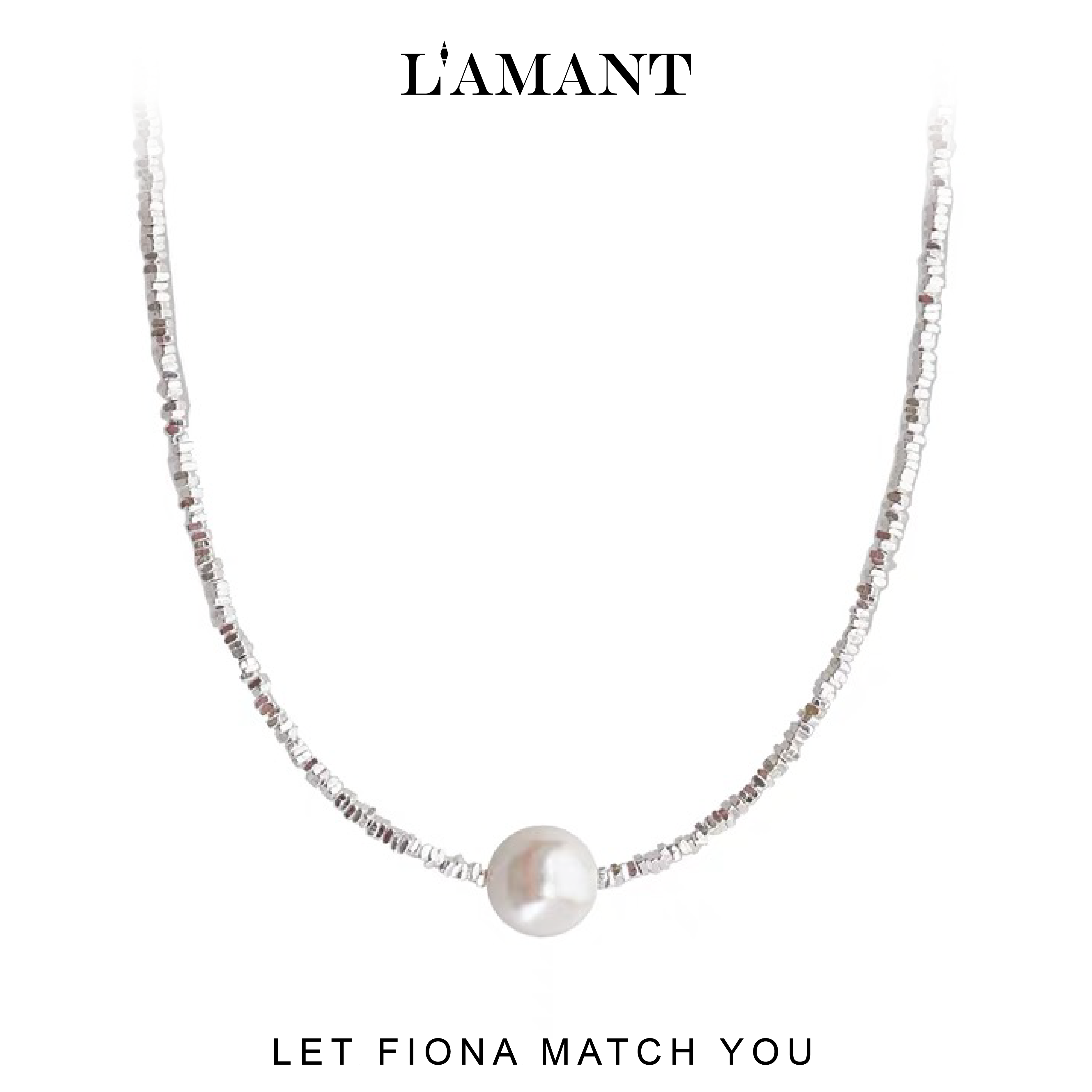 Fiona Silver Glinting Pearl Necklace