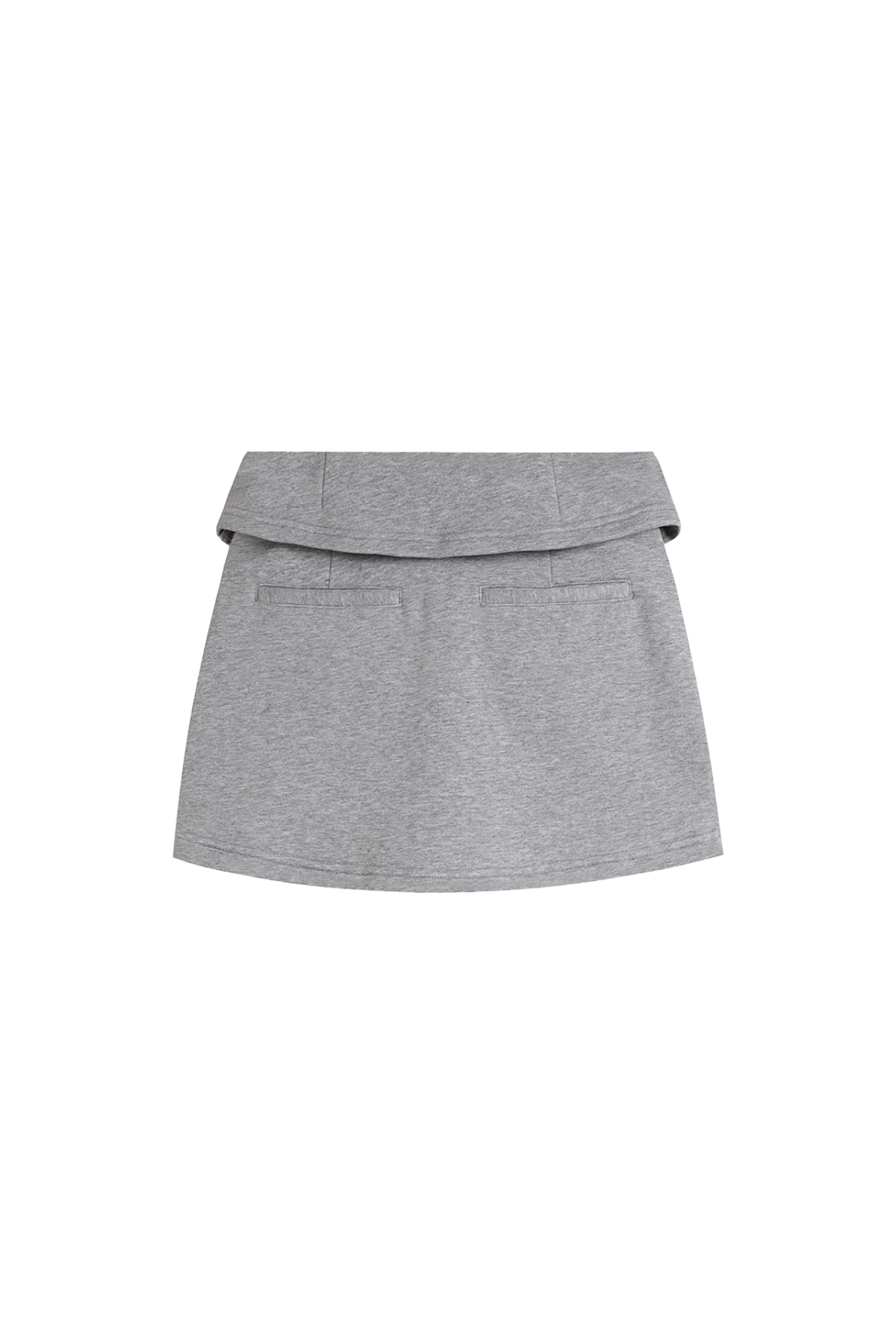 YJ Fold-over Waist Button Mini Skirt In Gray