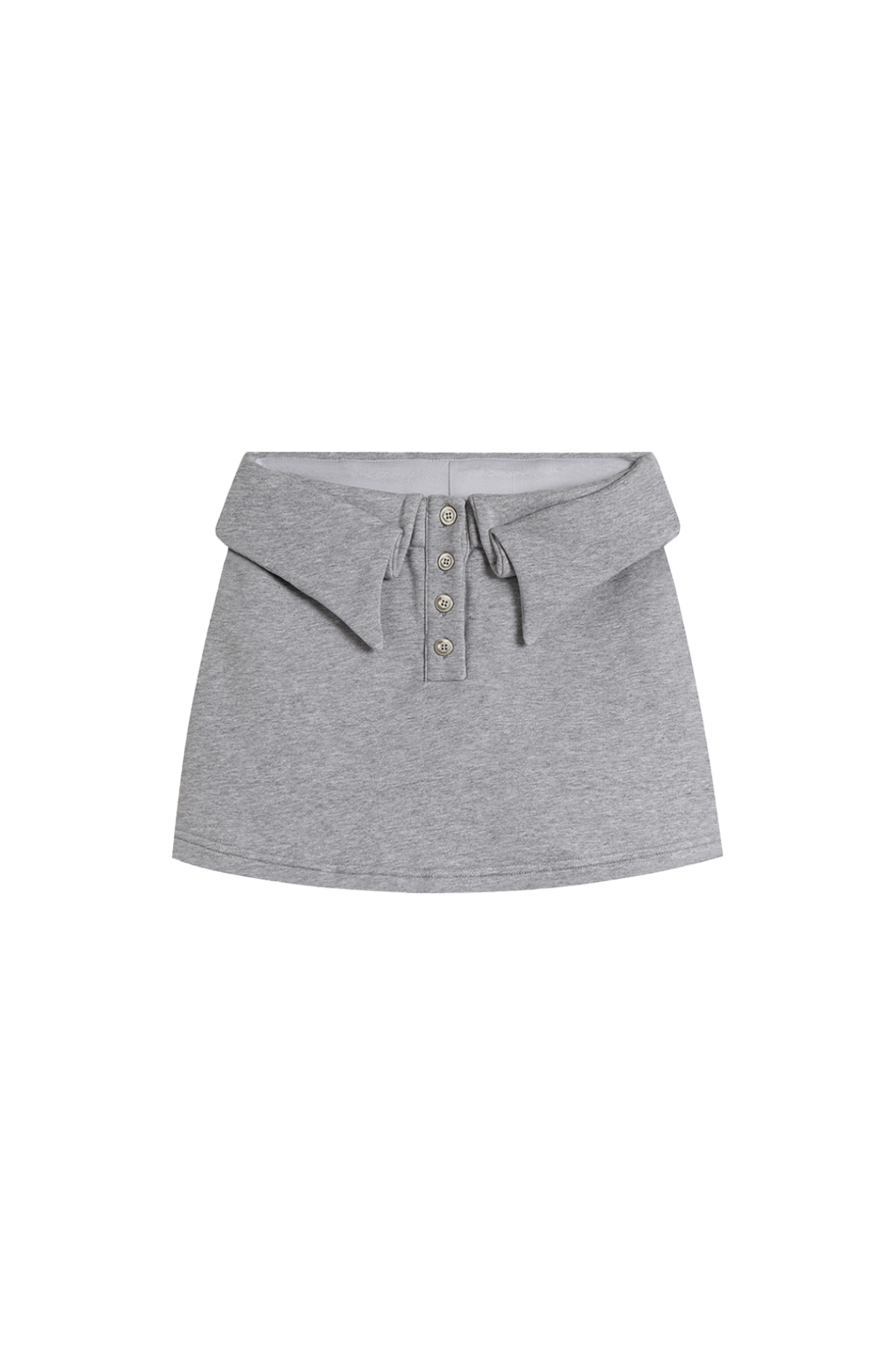 YJ Fold-over Waist Button Mini Skirt In Gray