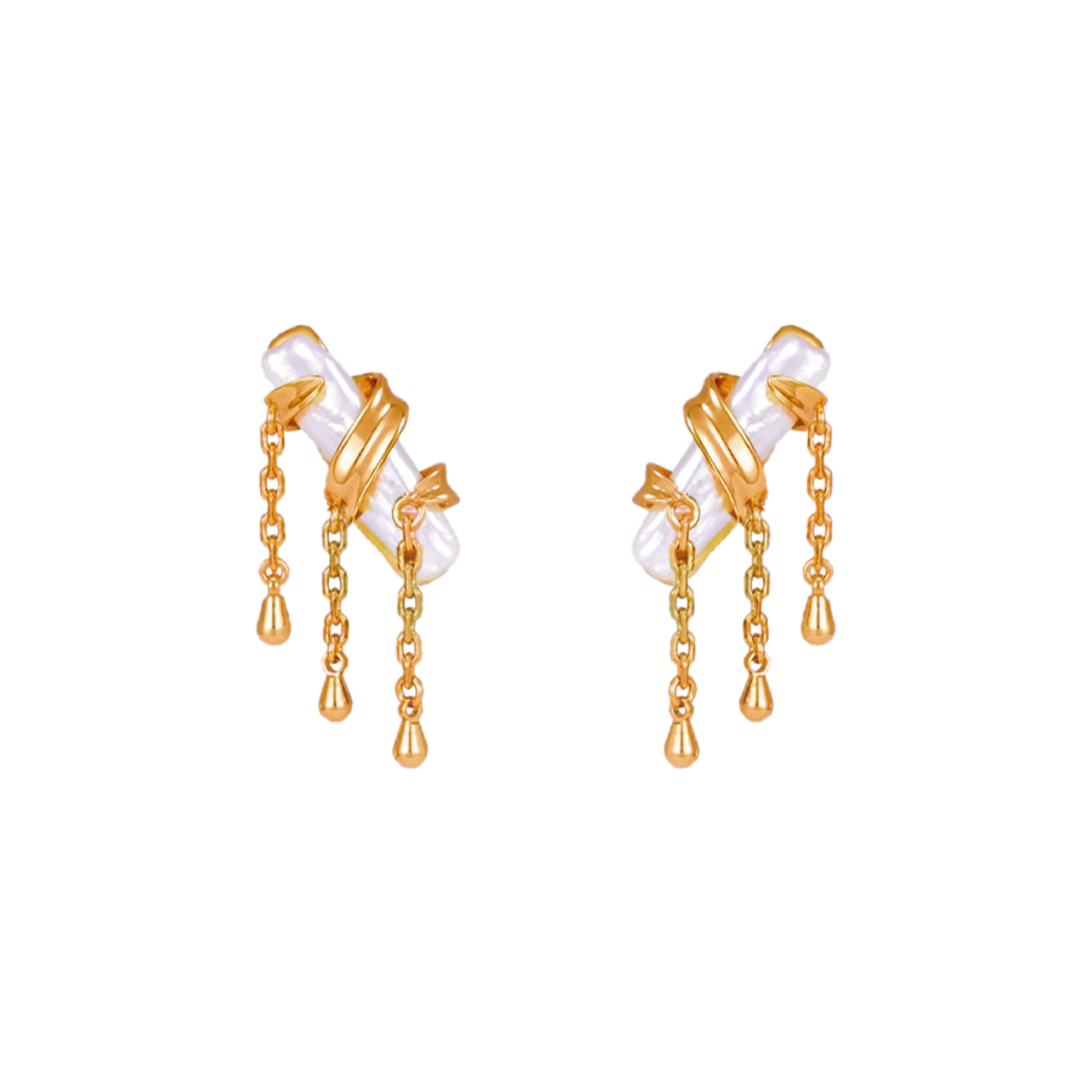 Jordanne Biwa Pearl Earrings - Gold