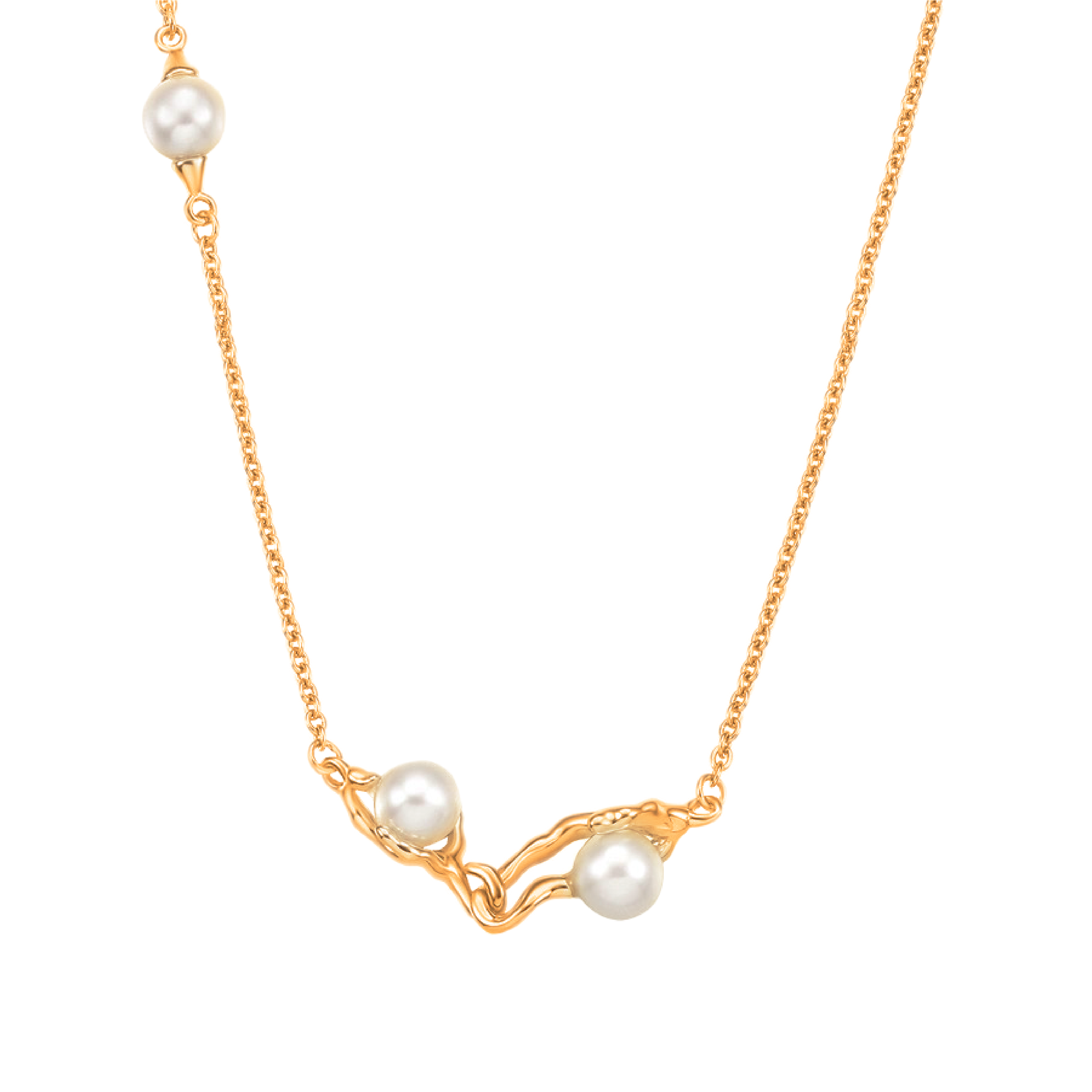 Mae Branch Pearl Necklace - Gold