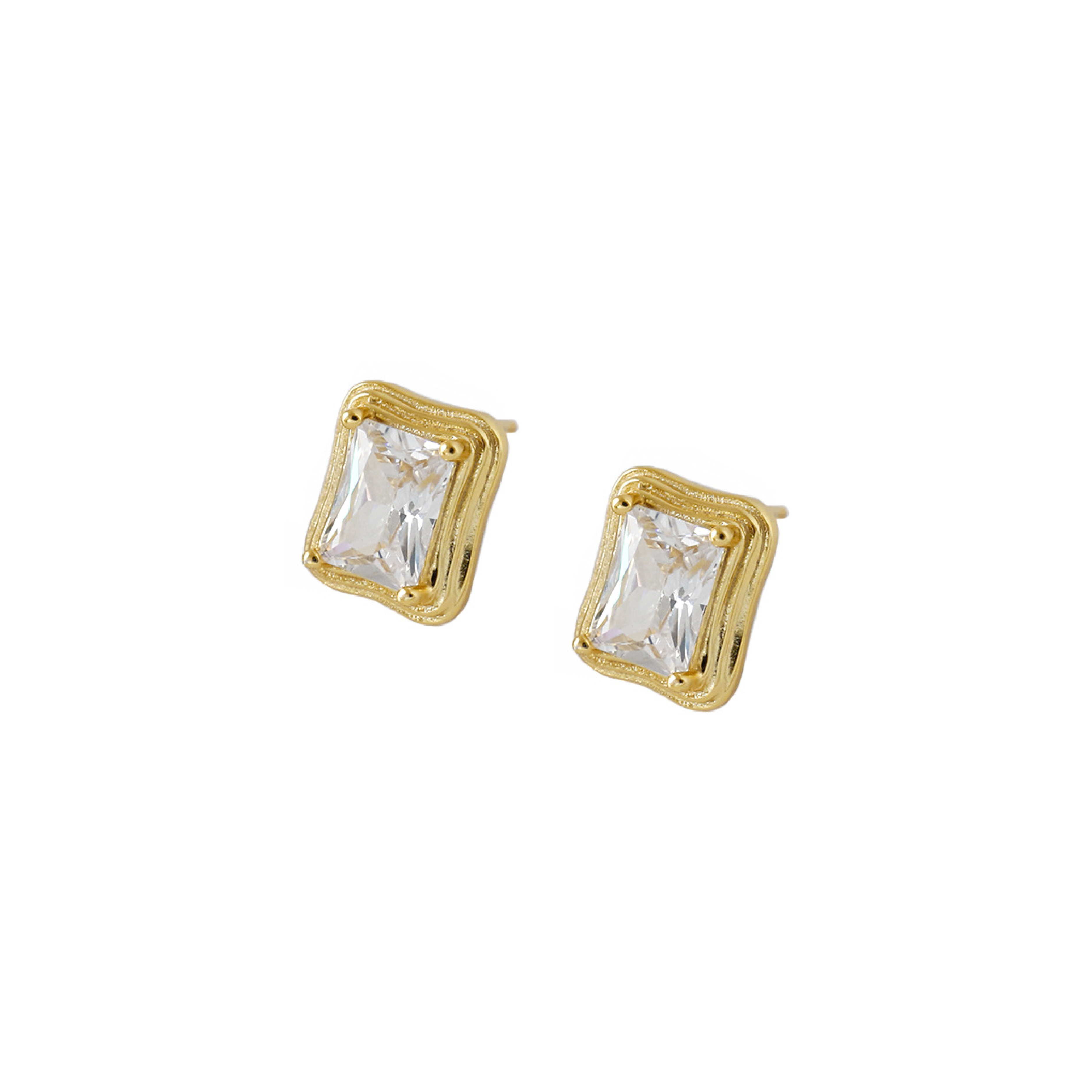 Stella Emerald Cubic Earrings - Gold