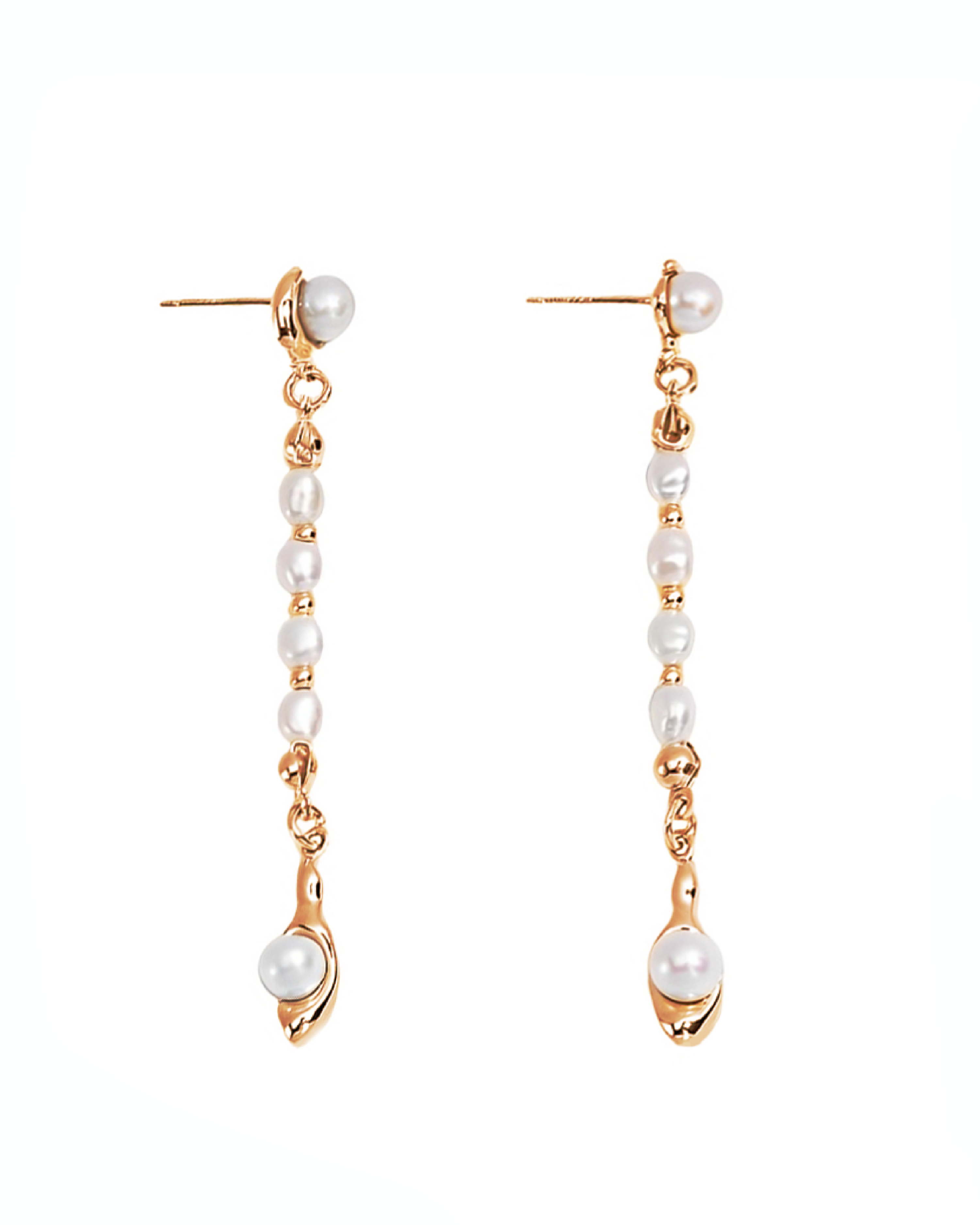 Liana Pearls Drop Earrings - Gold