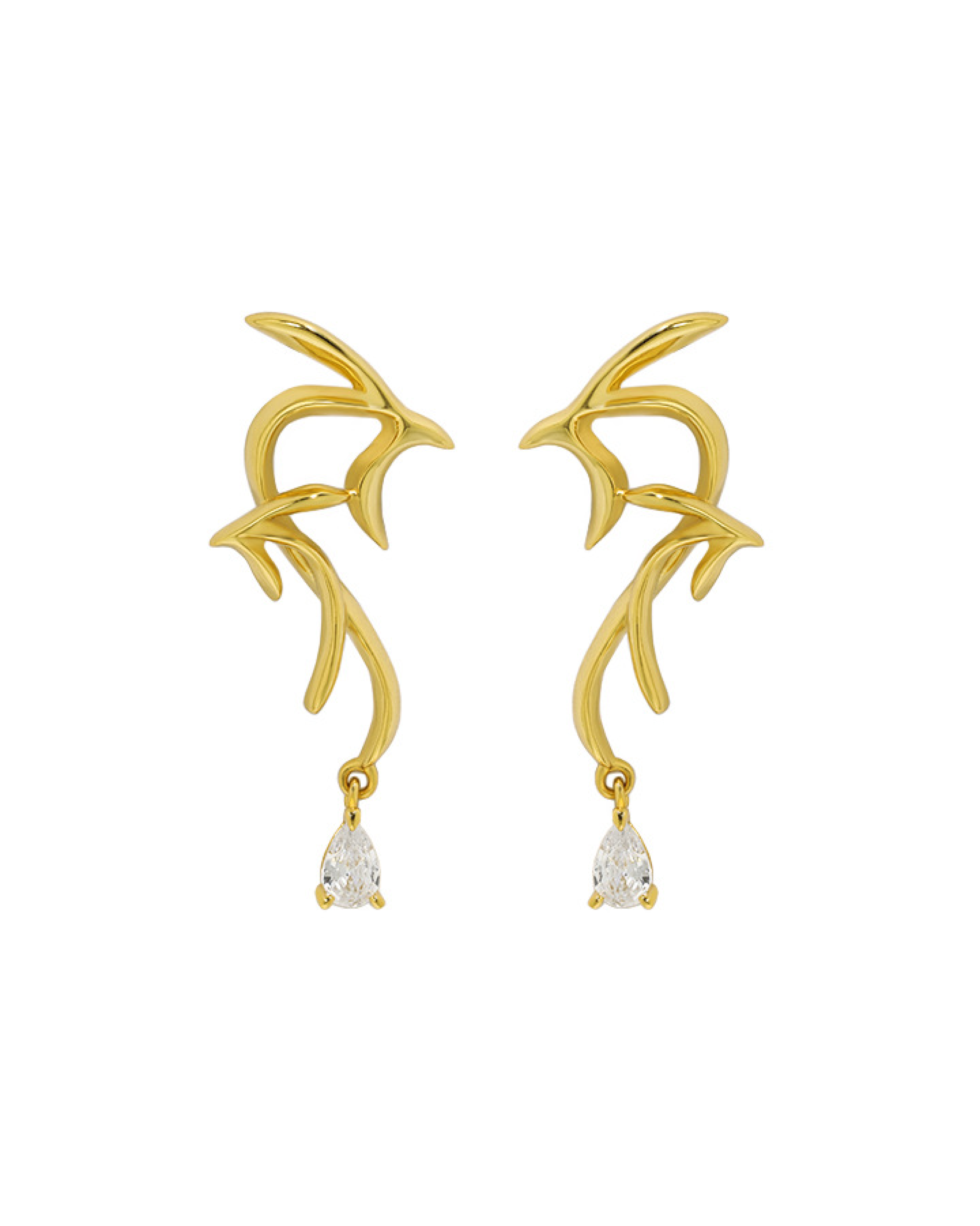 Phoenix Zircon Earrings - Gold