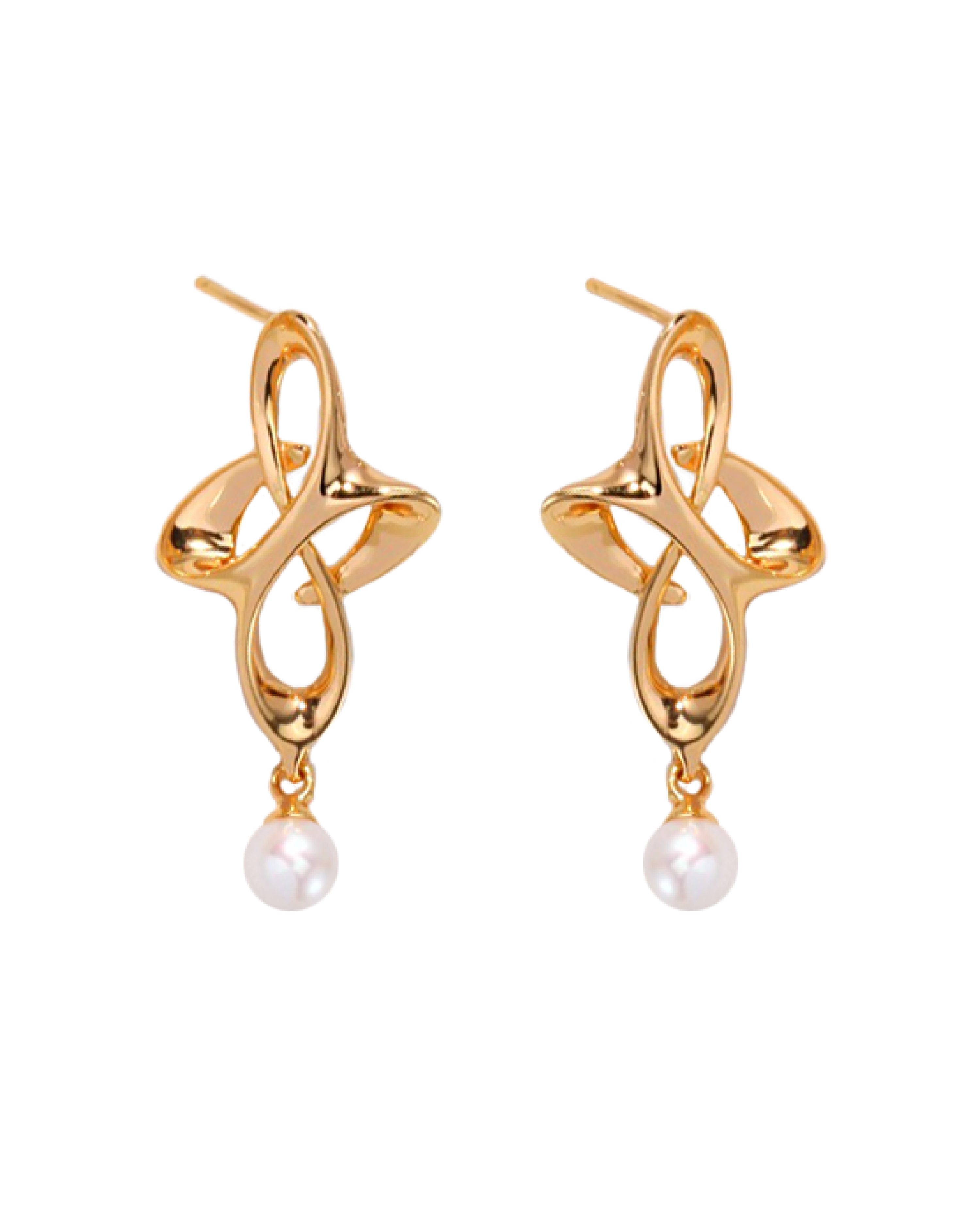 Unity Pearl Drop Earrings - Gold