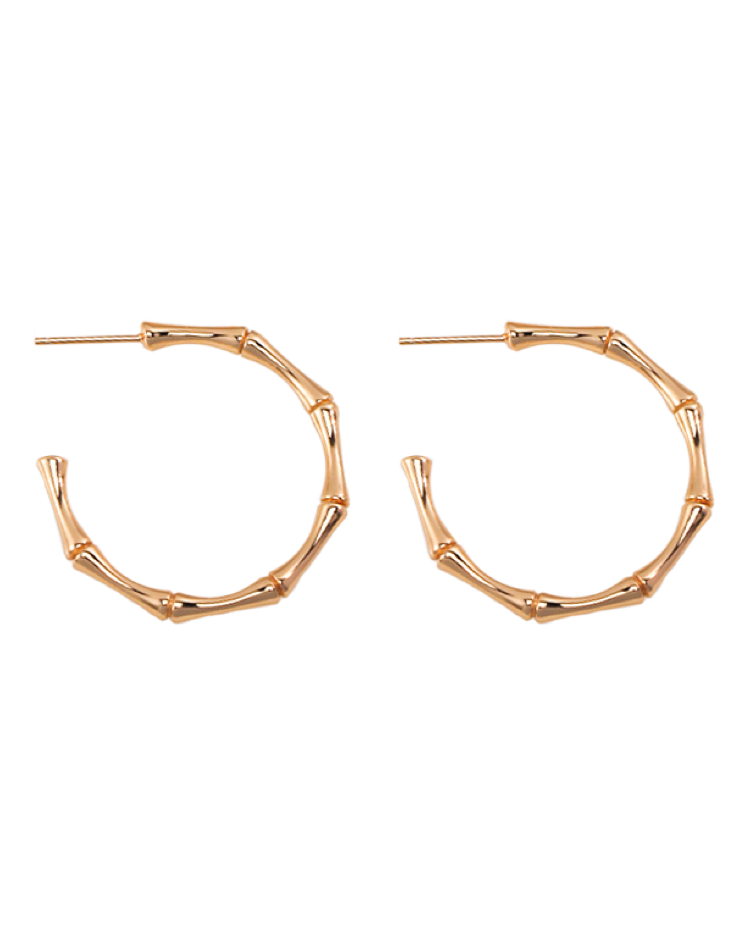 Takeo Bamboo Effect Earrings - Silver