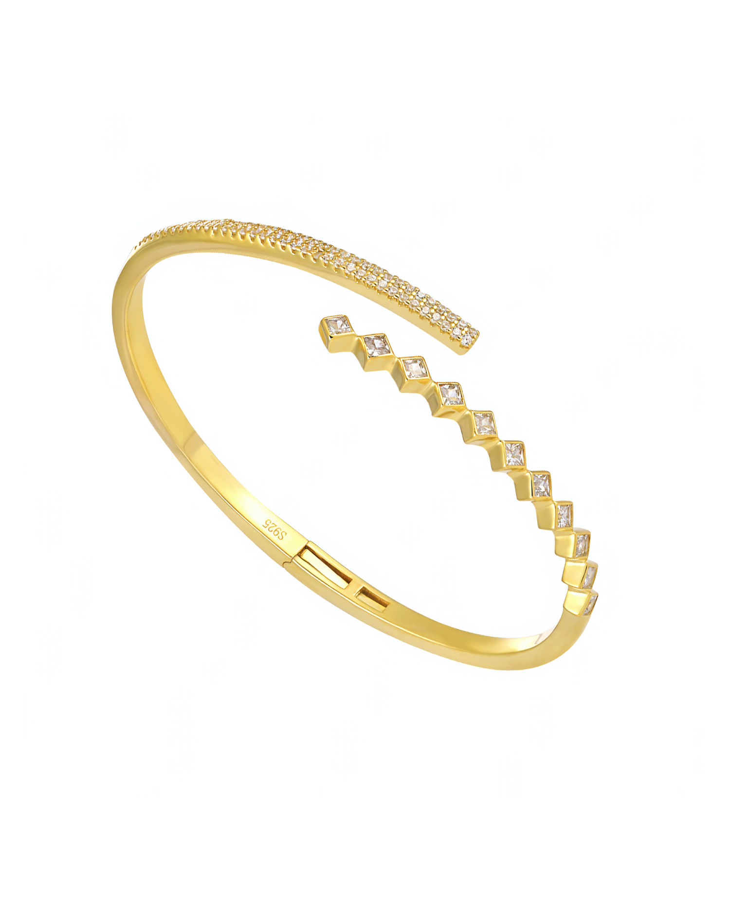 Elia Zirconia Bypass Bangle  - Gold