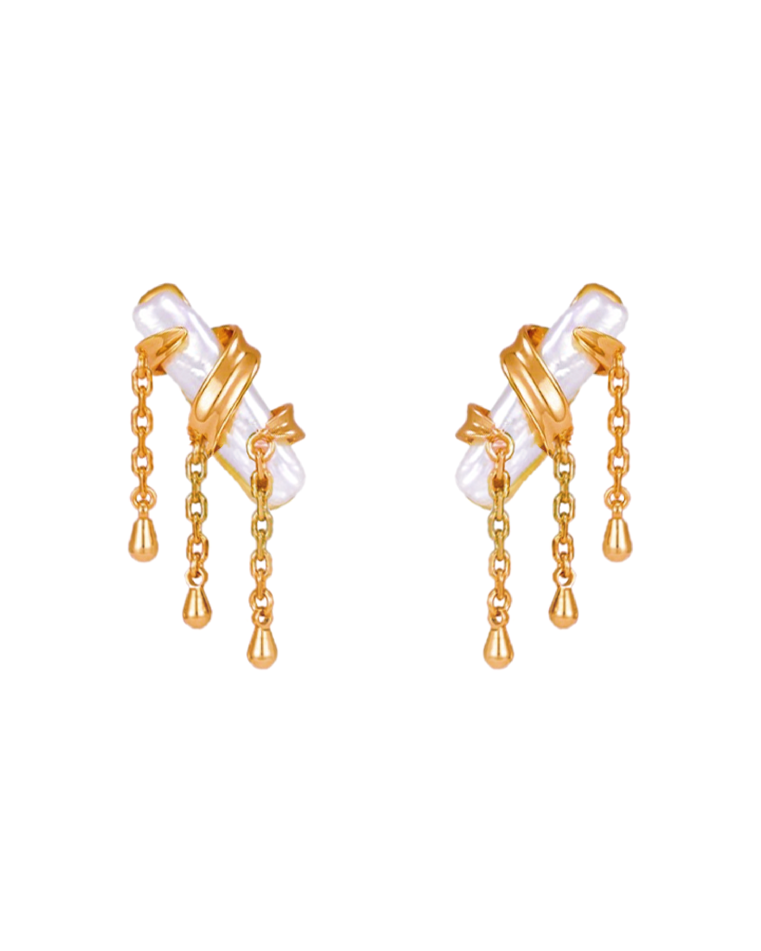 Jordanne Biwa Pearl Stud Earrings - Gold