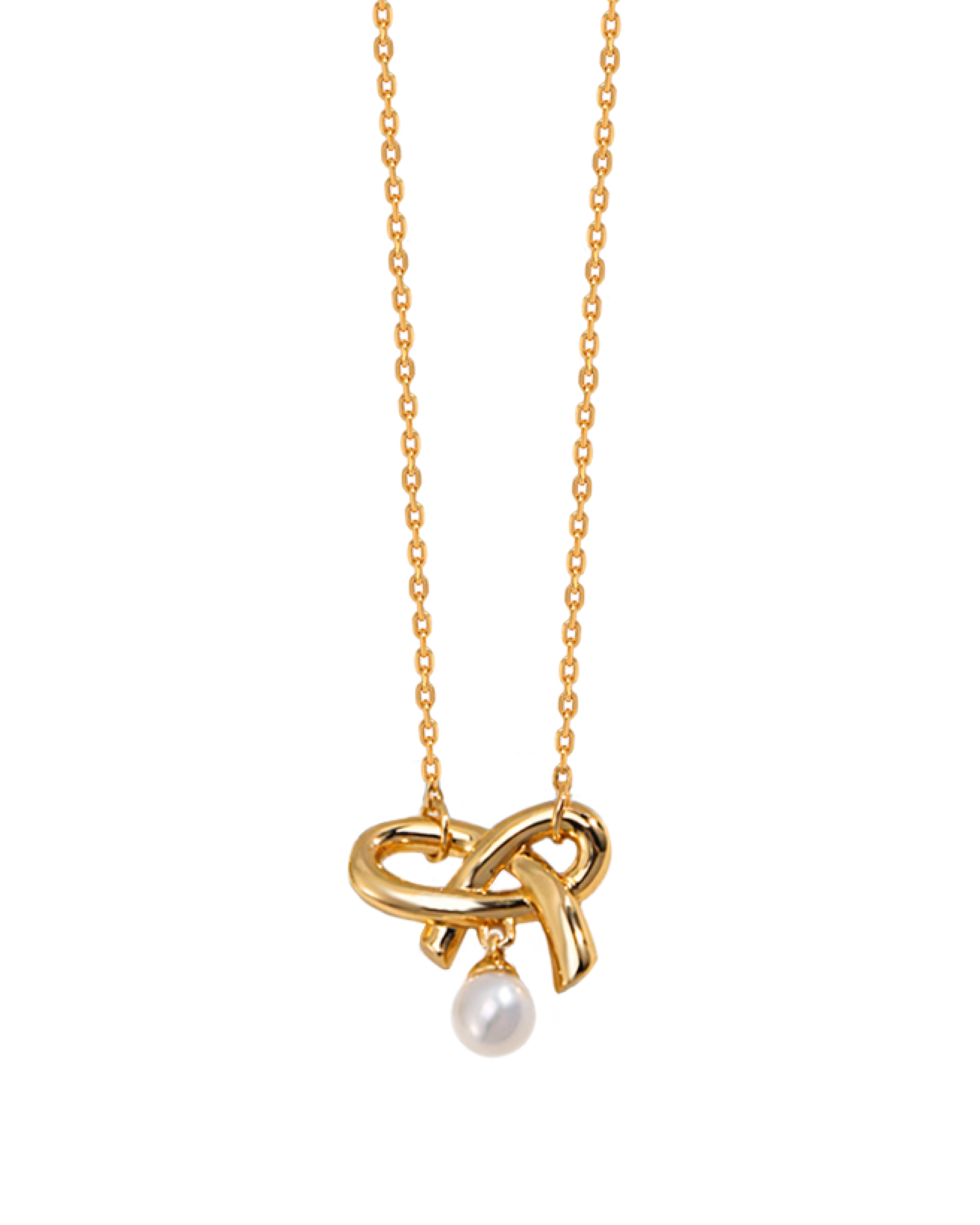 Alyssa Bow Knot Pearl Necklace - Gold