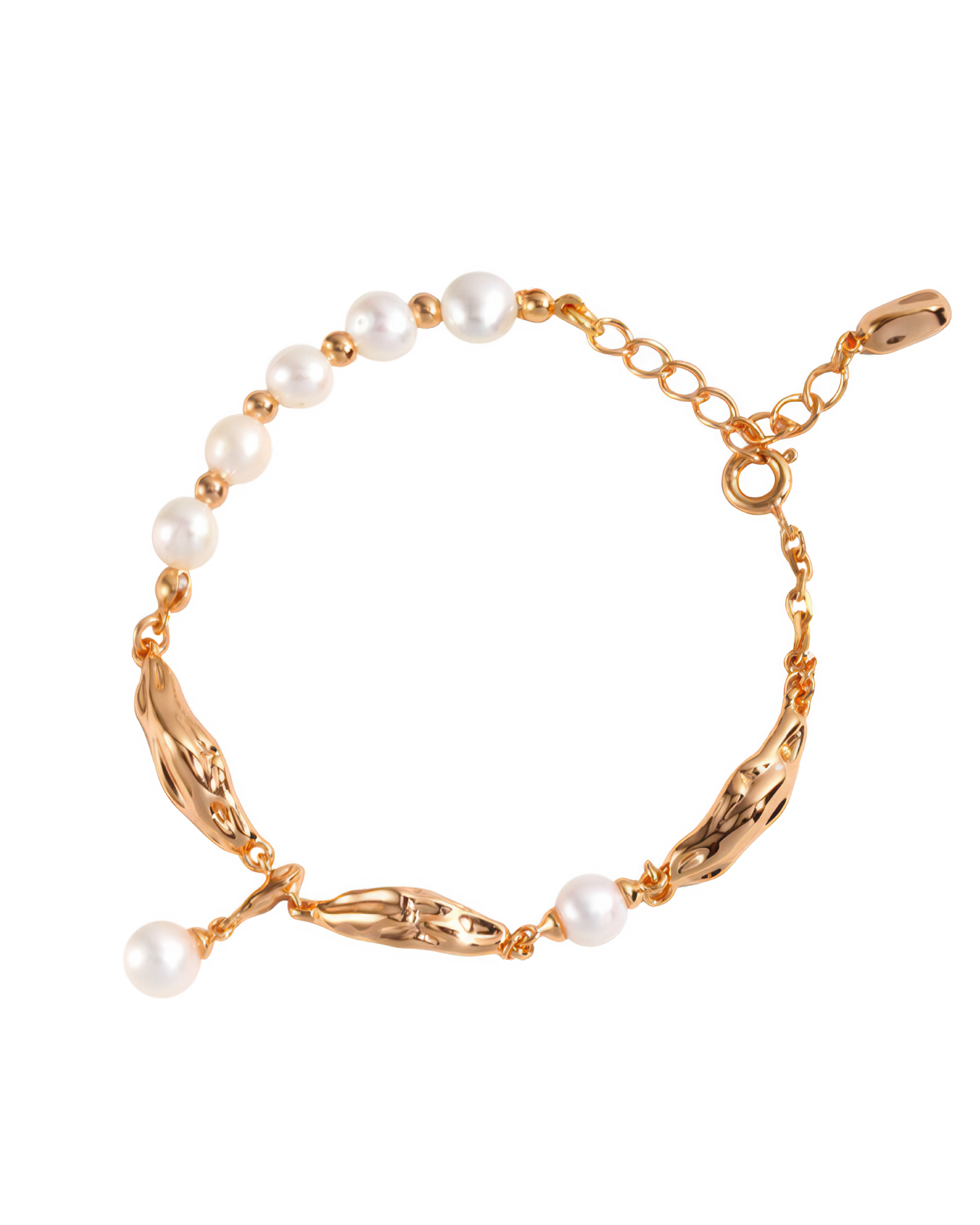 Satin Pearls Charm Bracelet - Gold