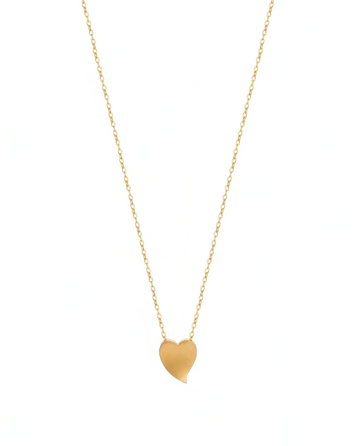 Mini Brushed Heart Necklace - Gold