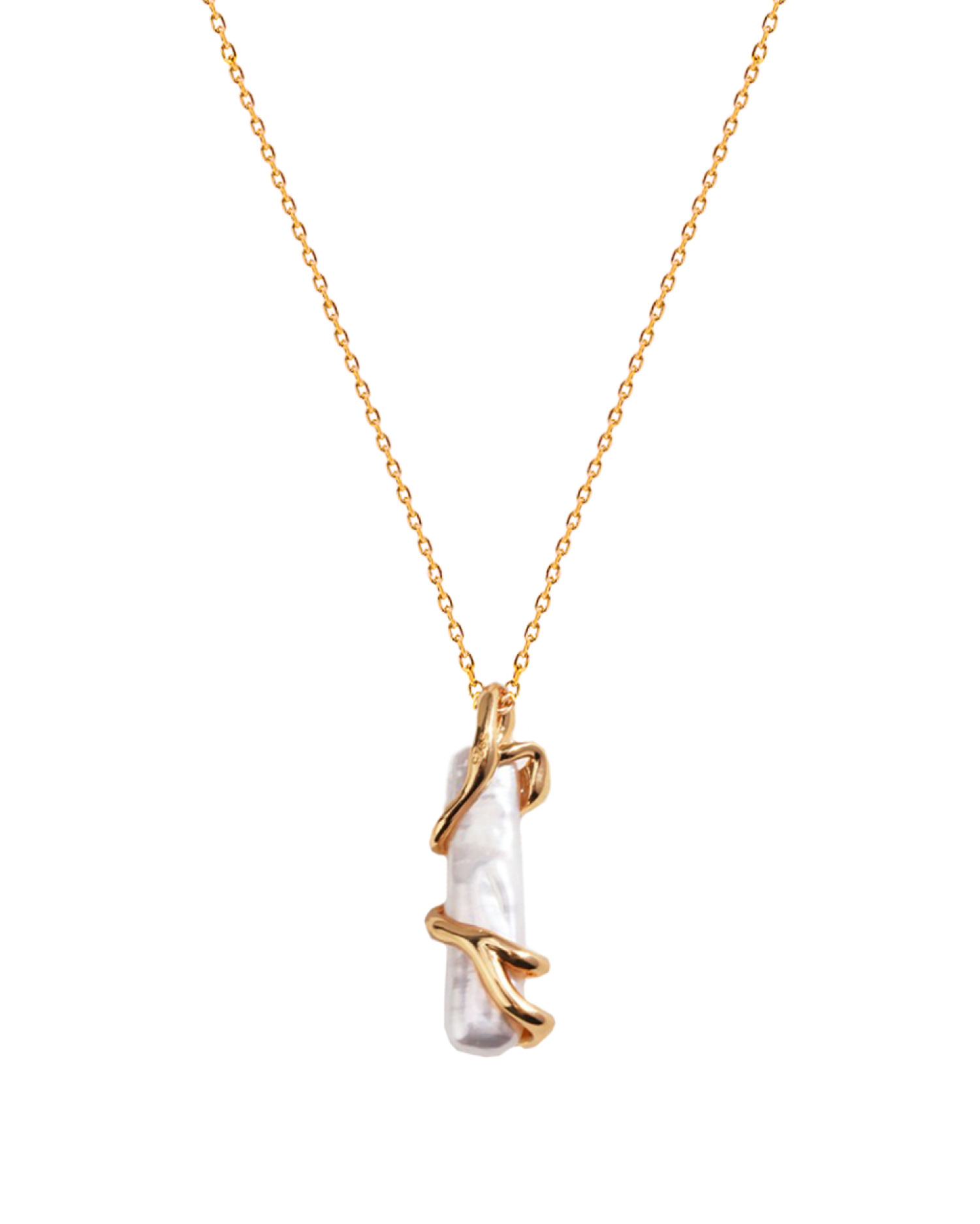 Jordanne Biwa Pearl Necklace  - Gold