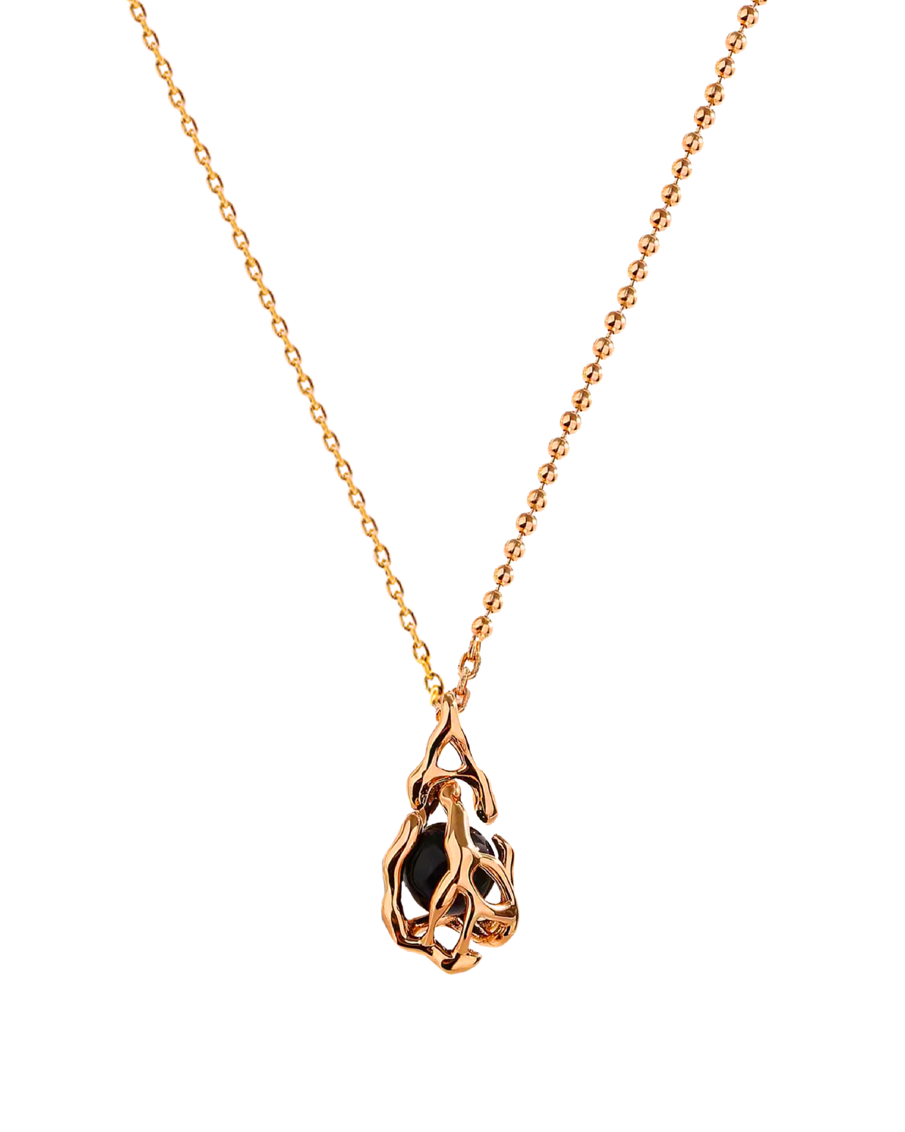 Azkaban Caged Black Onyx Necklace - Gold