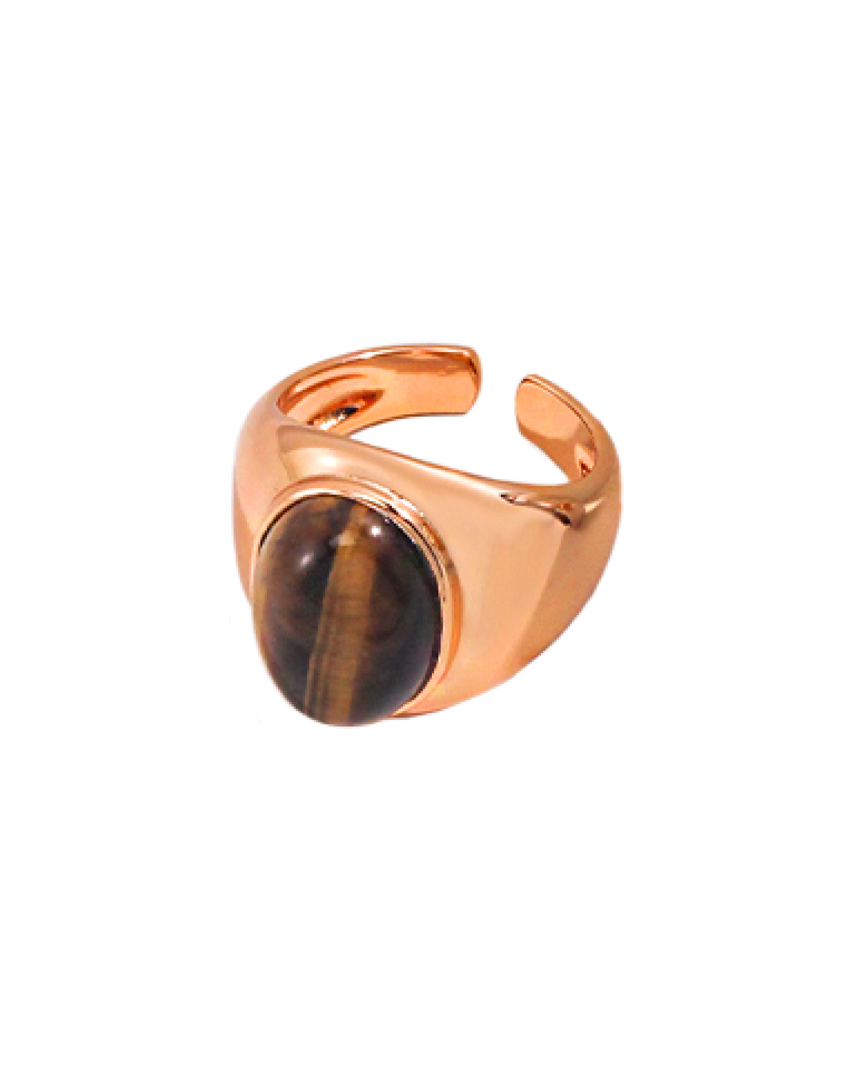 Taika Tiger-eye Signet Ring - Gold