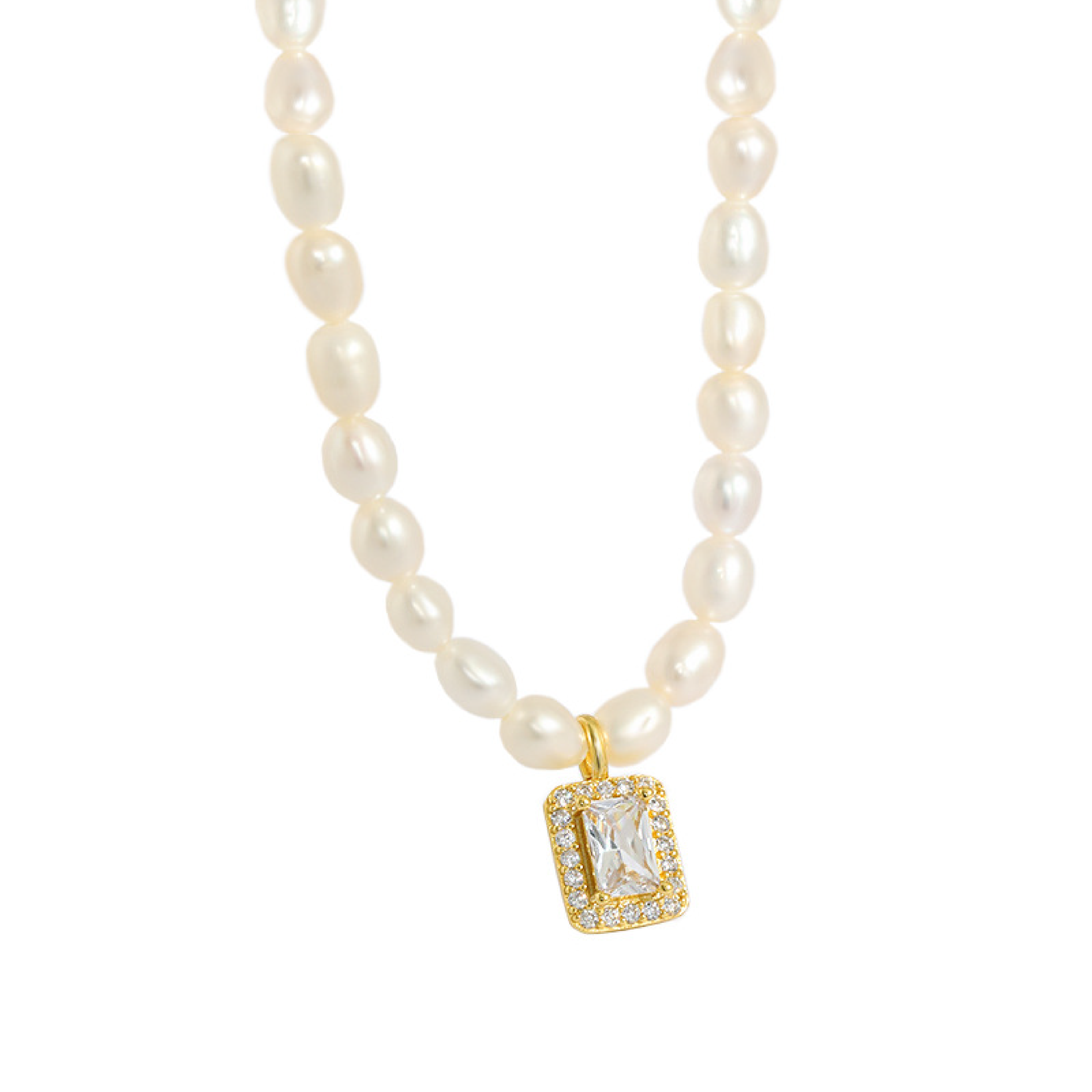 Halimah Cubic Pearls Necklace - Gold