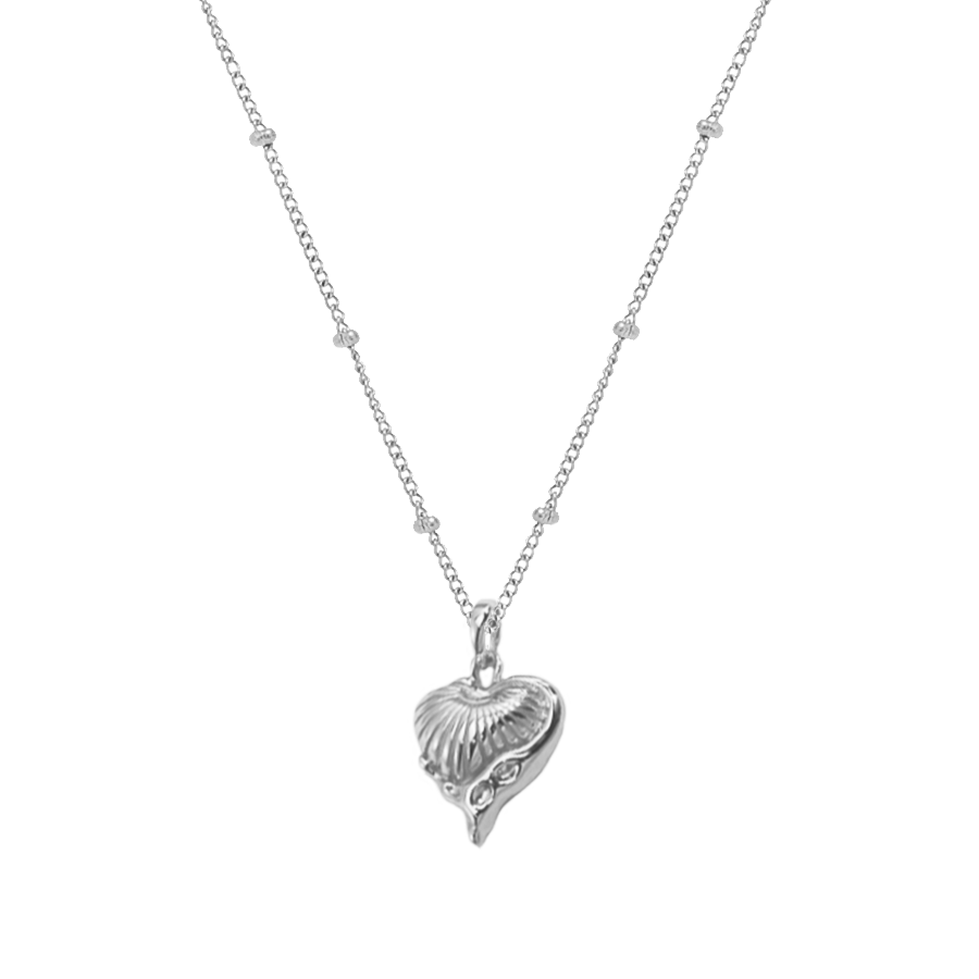 Haya Heart Charm Necklace - Silver