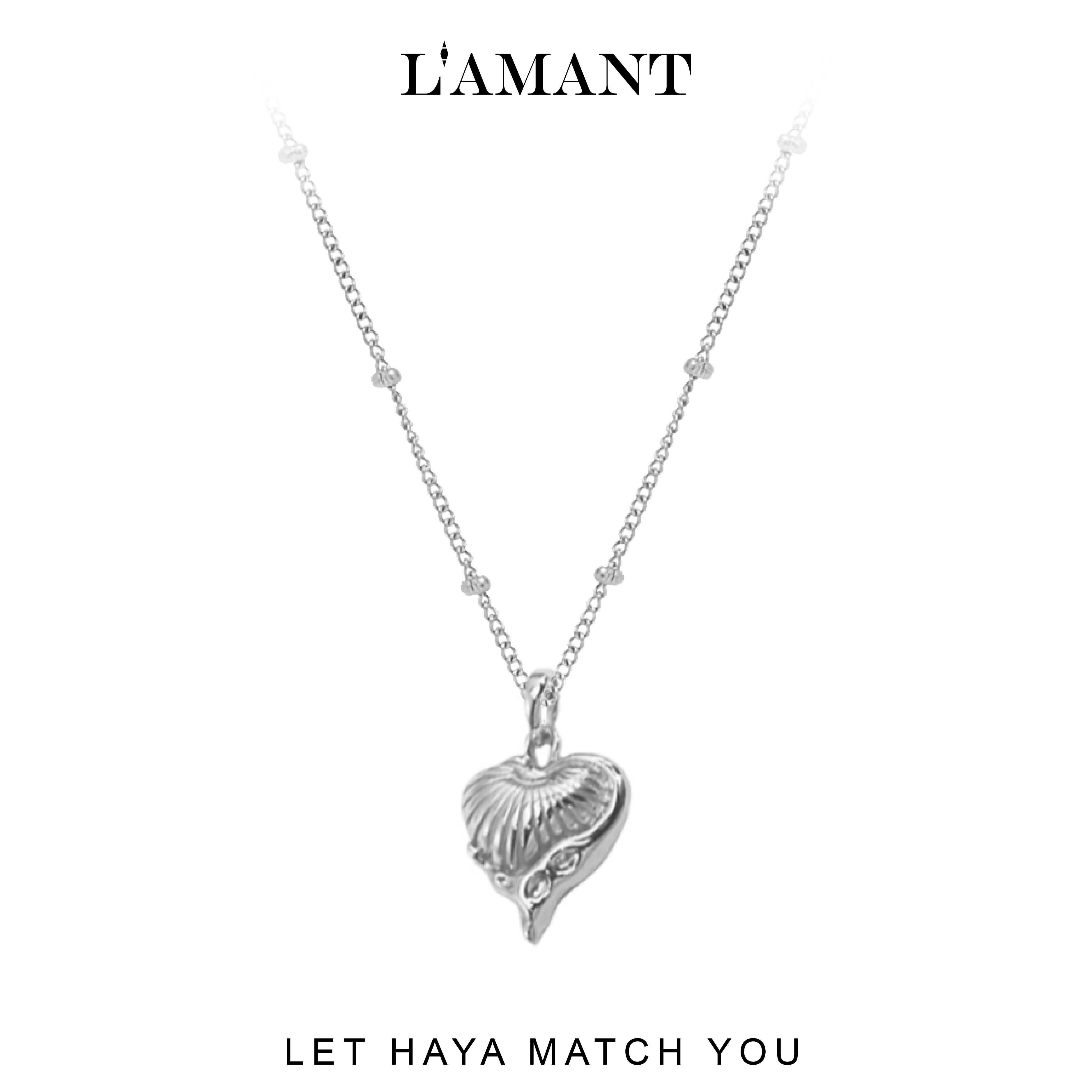 Haya Heart Charm Necklace - Silver