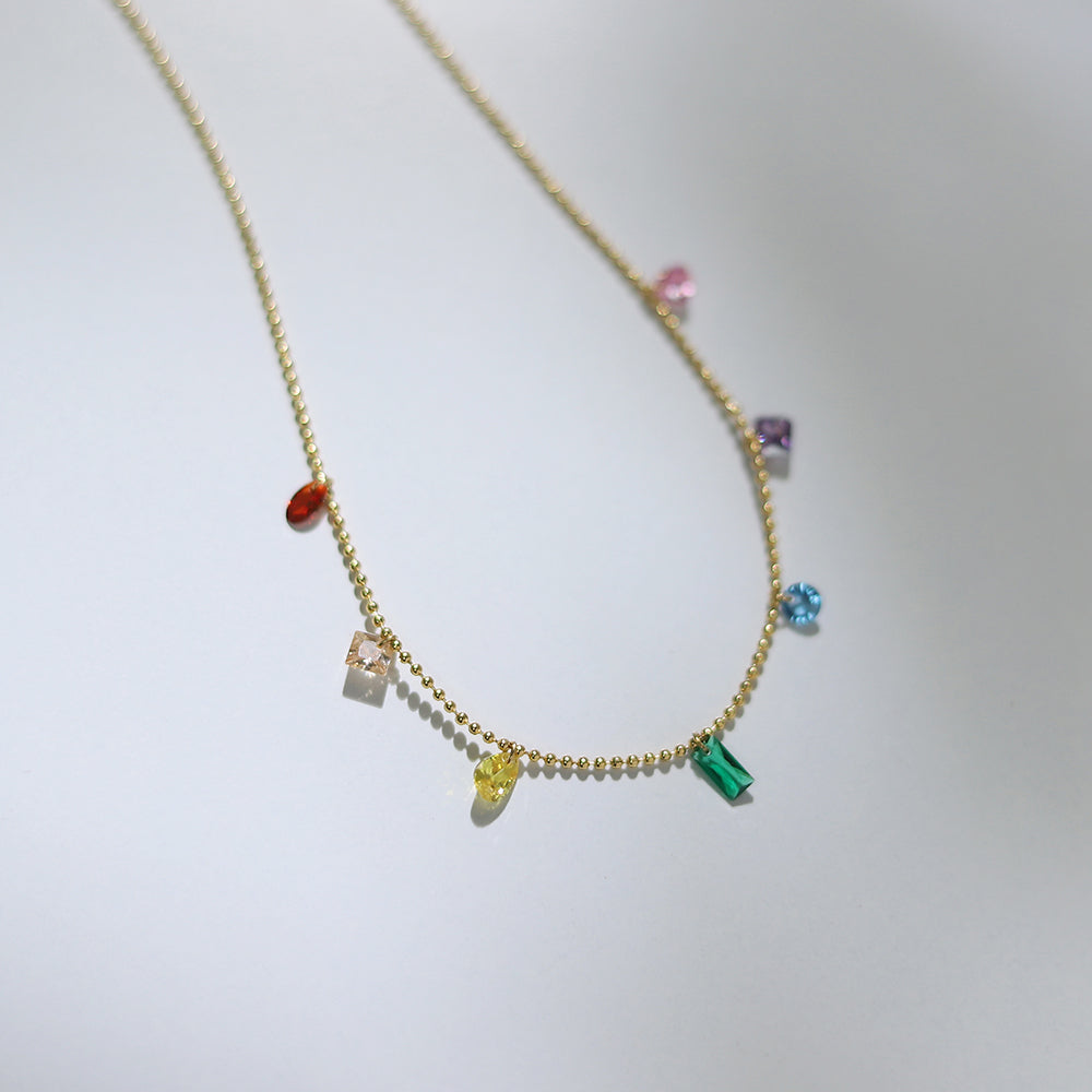 Itza Multi Coloured Cubic Necklace