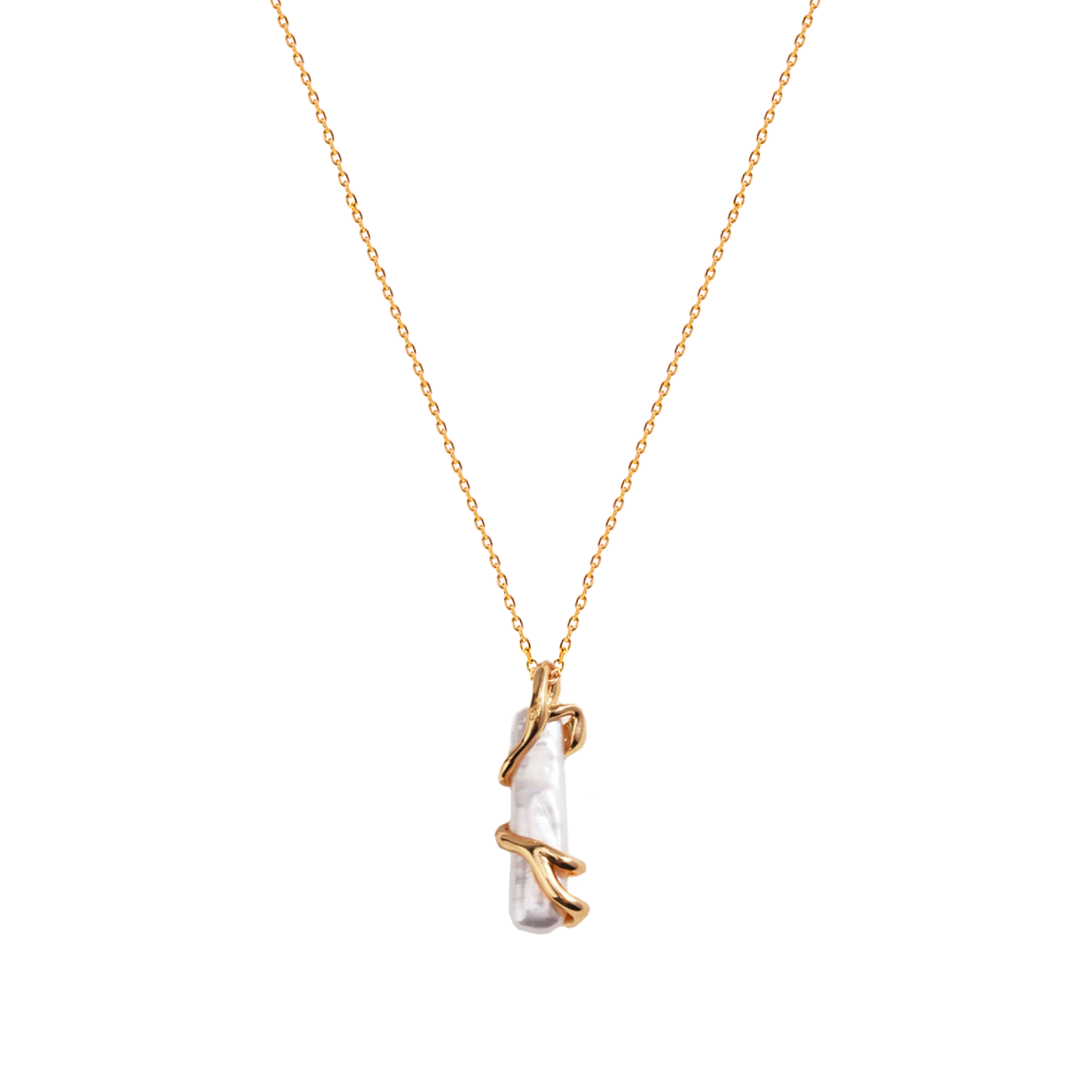 Jordanne Biwa Pearl Necklace  - Gold