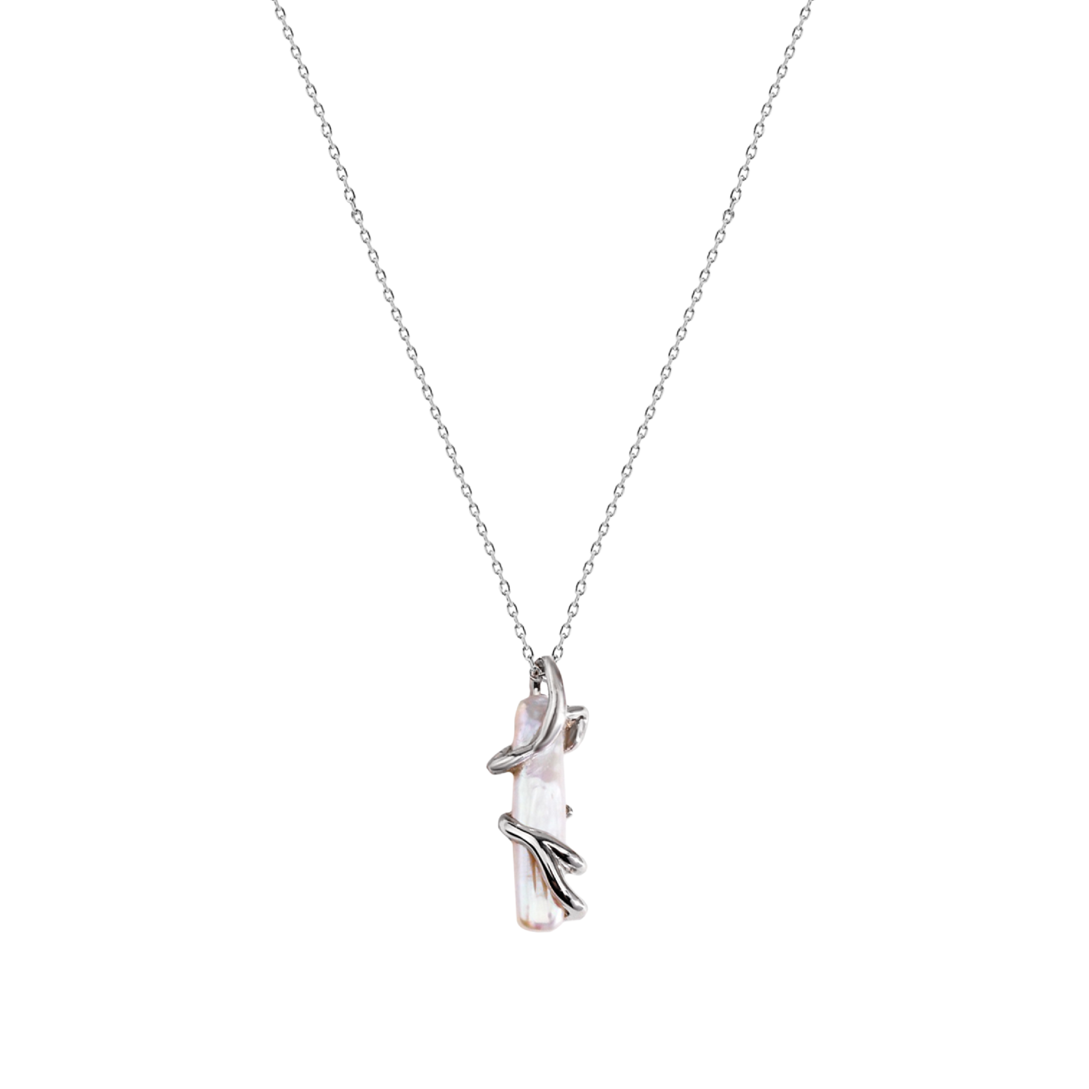 Jordanne Biwa Pearl Necklace - Silver