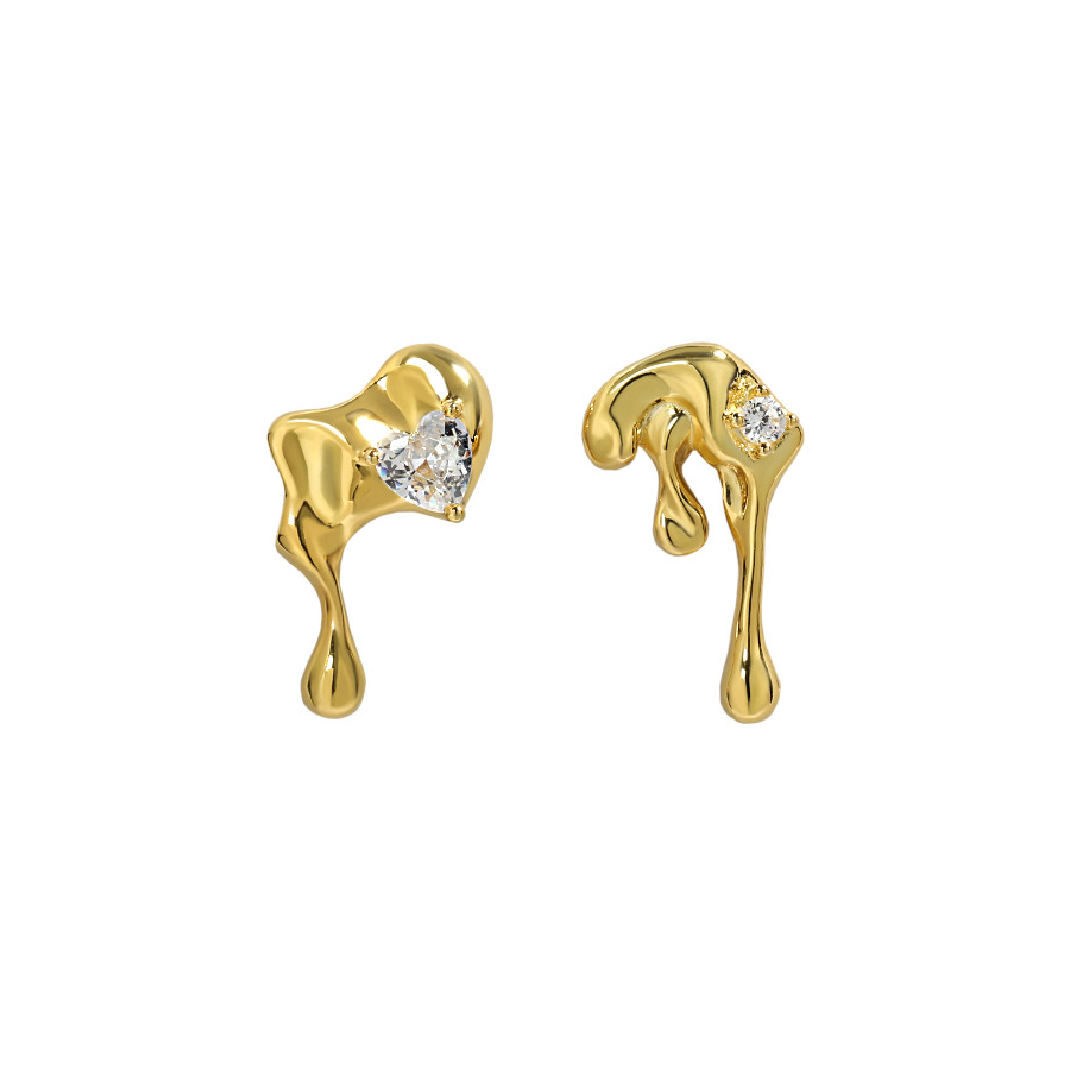 Lava Cubic Earrings - Gold