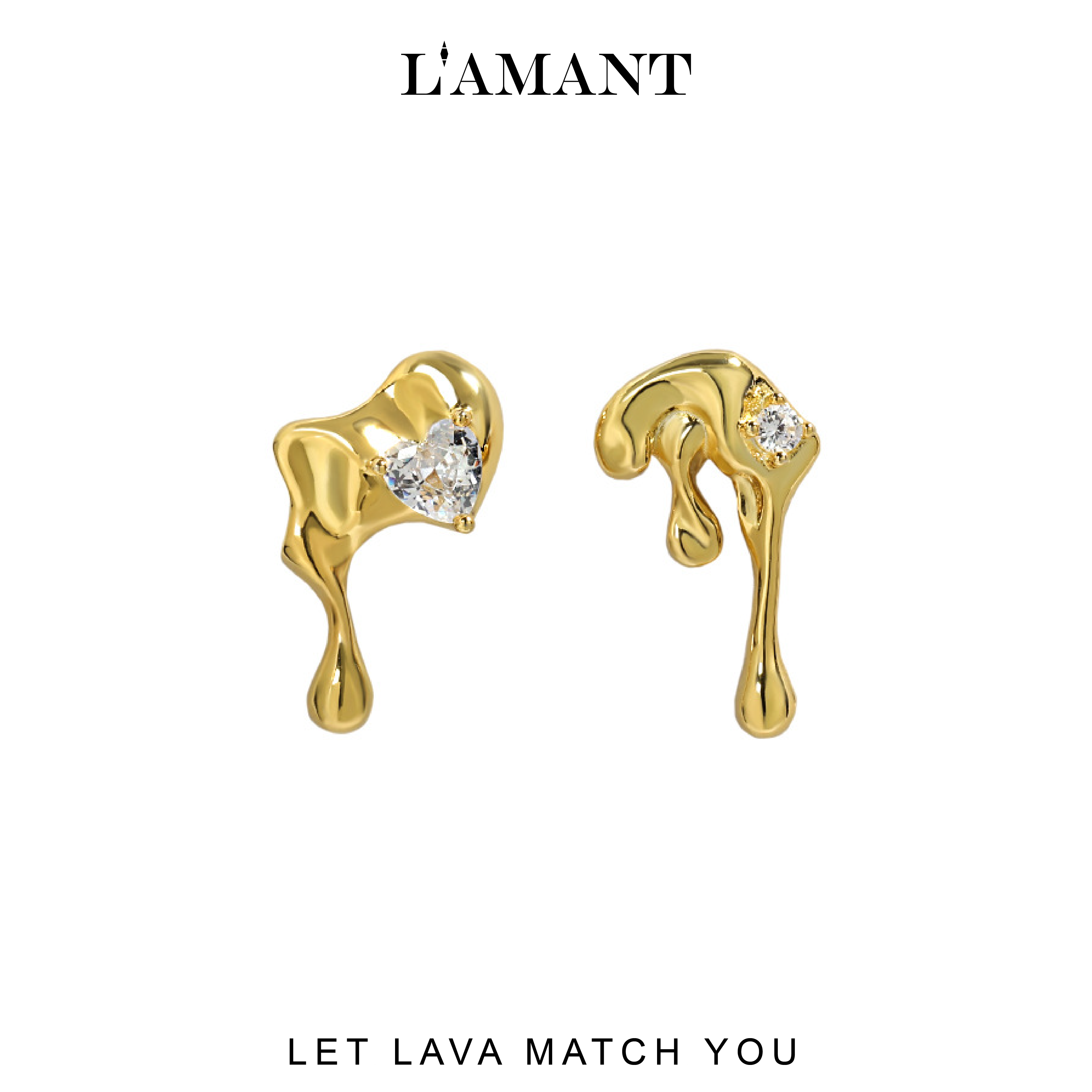 Lava Cubic Earrings - Gold