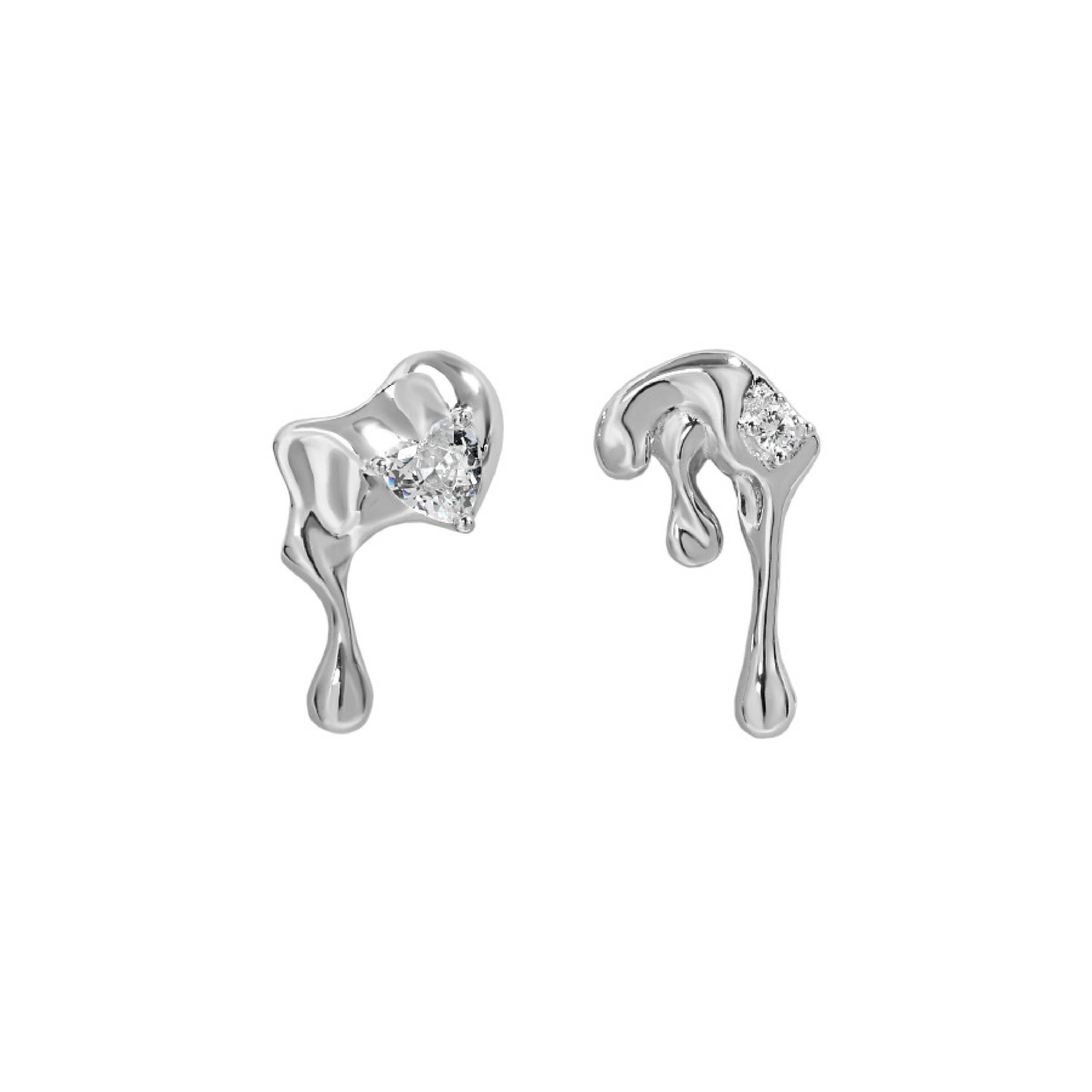 Lava Cubic Earrings - Silver