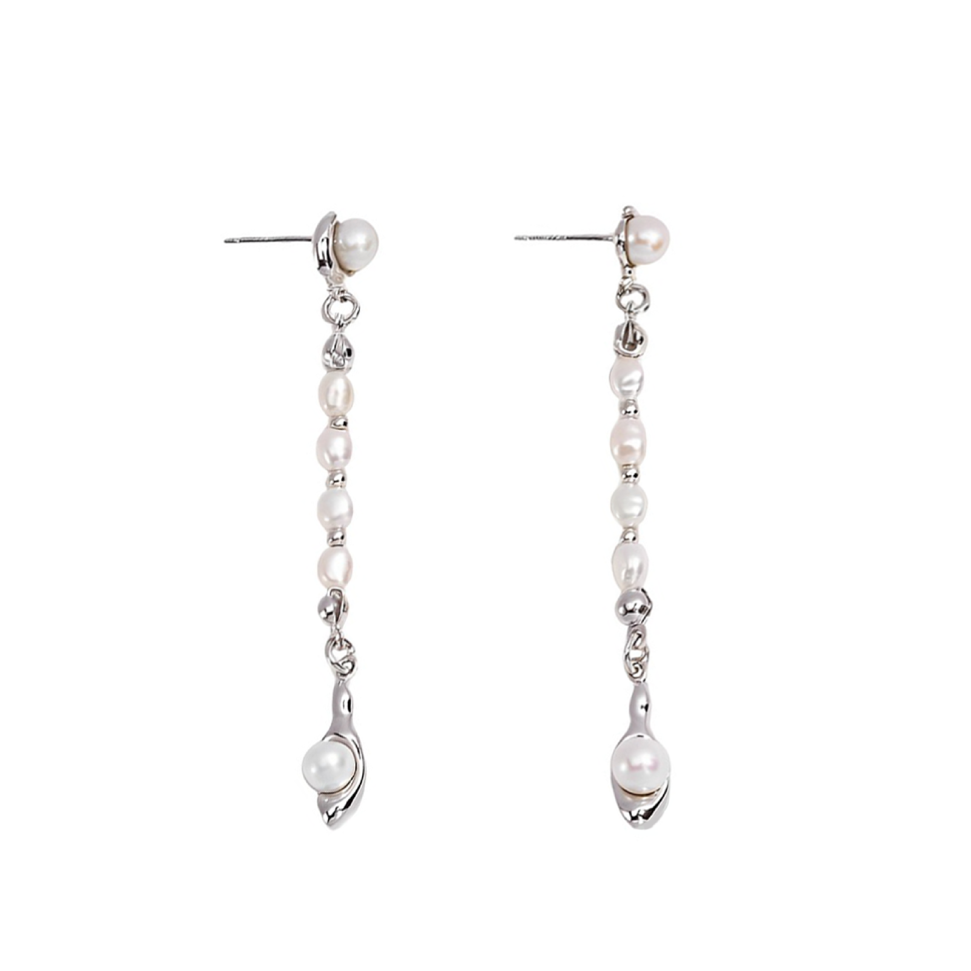 Liana Pearls Drop Earrings - Silver