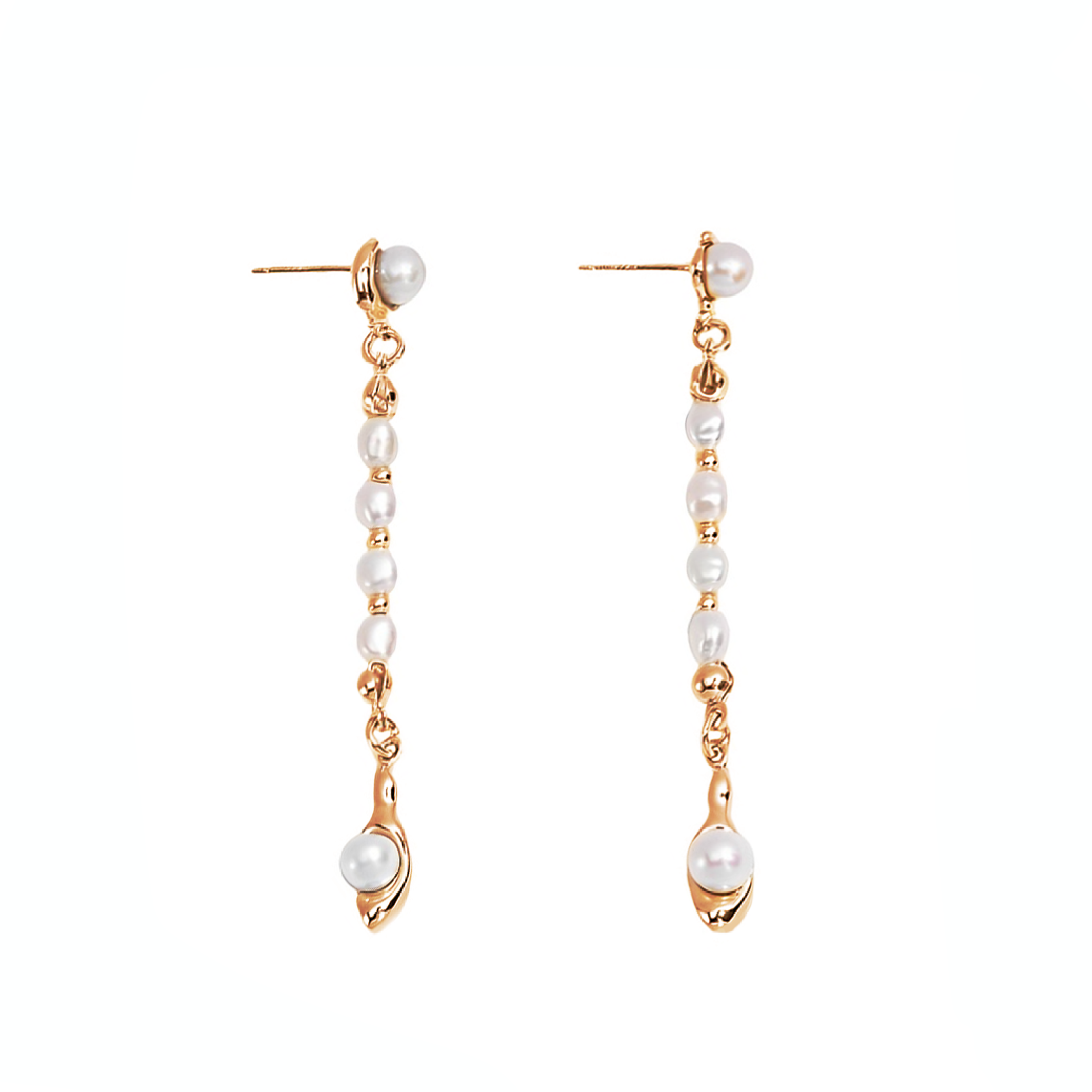 Liana Pearls Drop Earrings - Gold