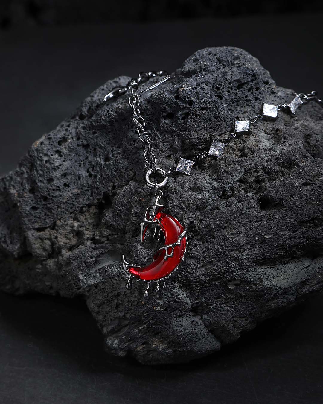 Bleeding Red Moon Necklace