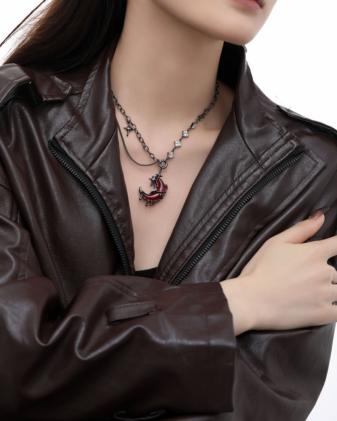 Bleeding Red Moon Necklace