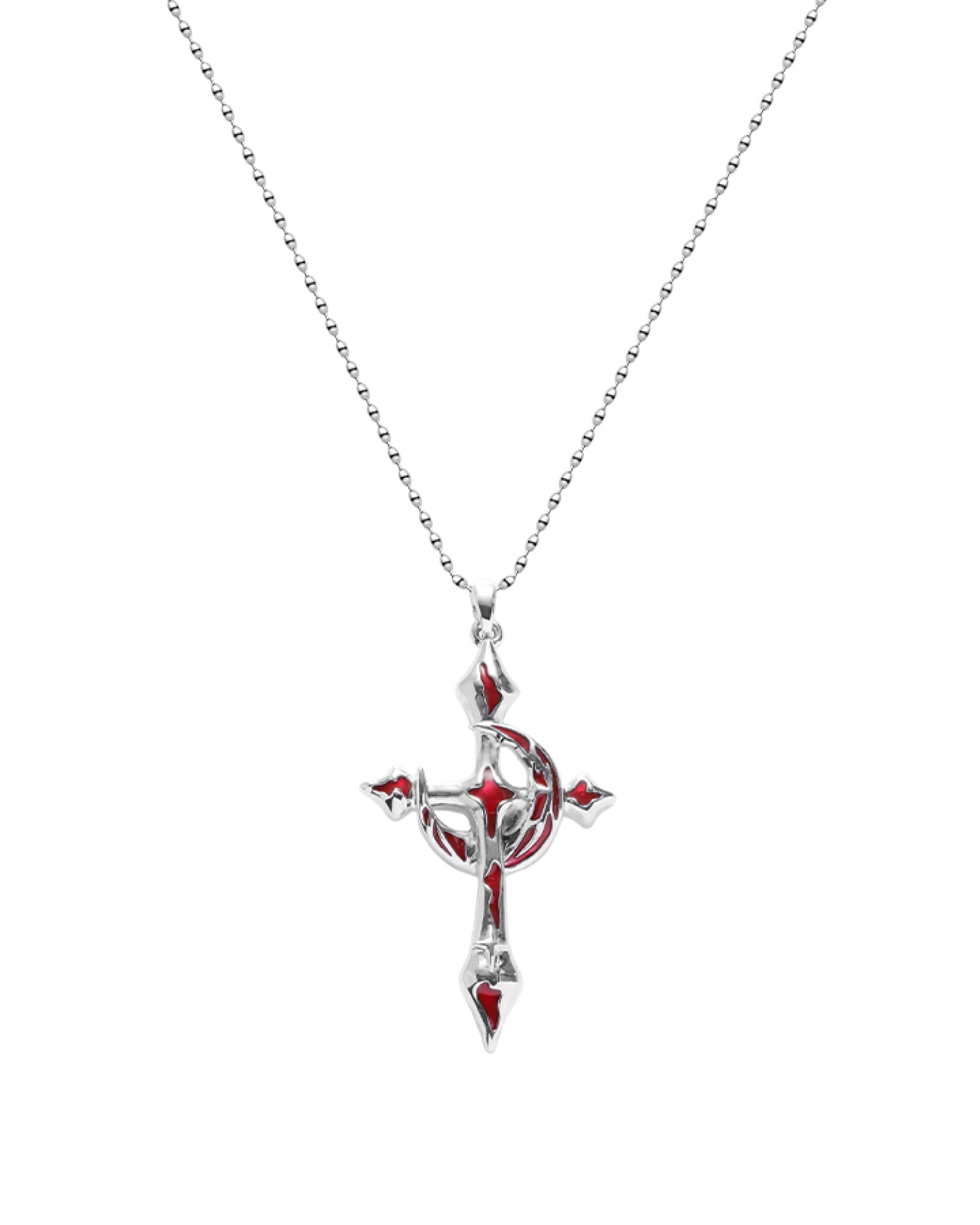Lunox Red Cross with Moon Pendant Necklace