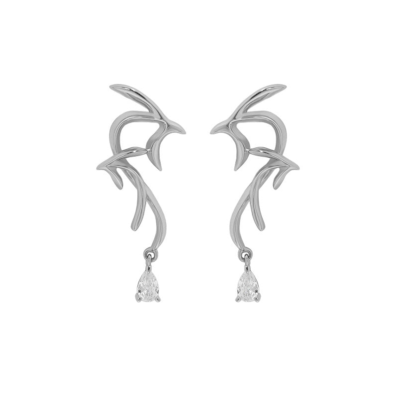 Phoenix Zircon Earrings - Silver