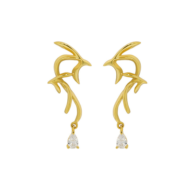 Phoenix Zircon Earrings - Gold