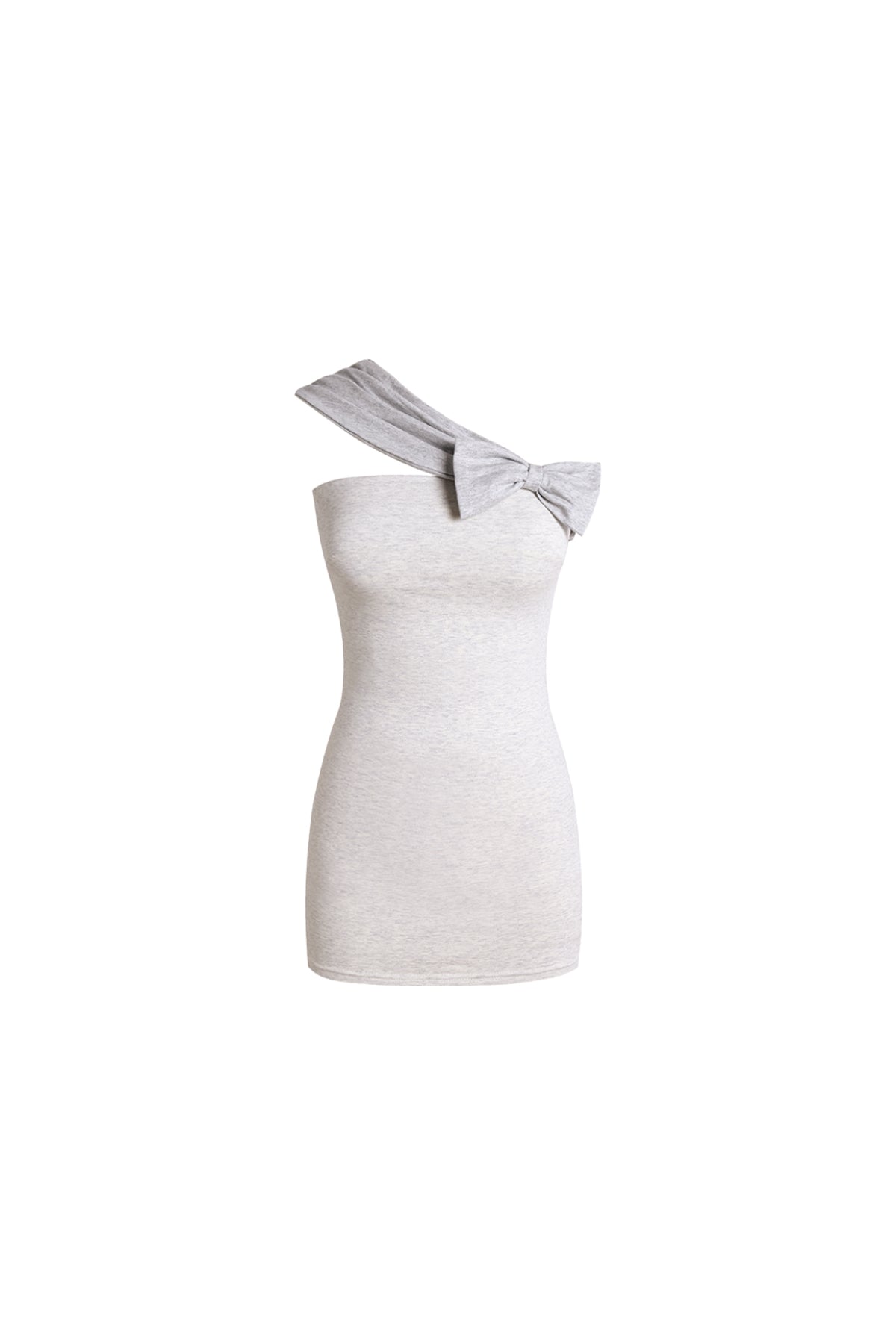YJ One‑Shoulder Bow Bodycon Mini Dress In Gray