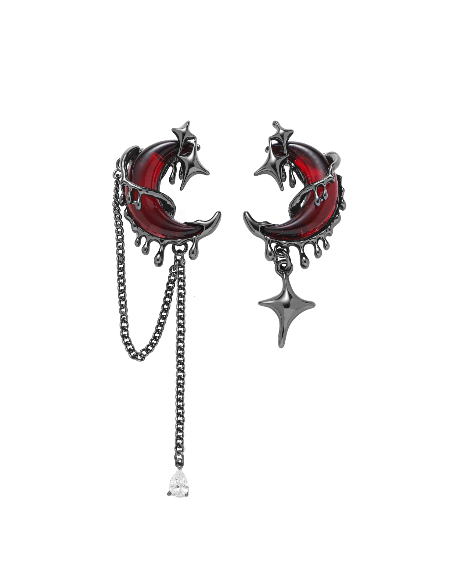 Bleeding Red Moon Drop Earrings