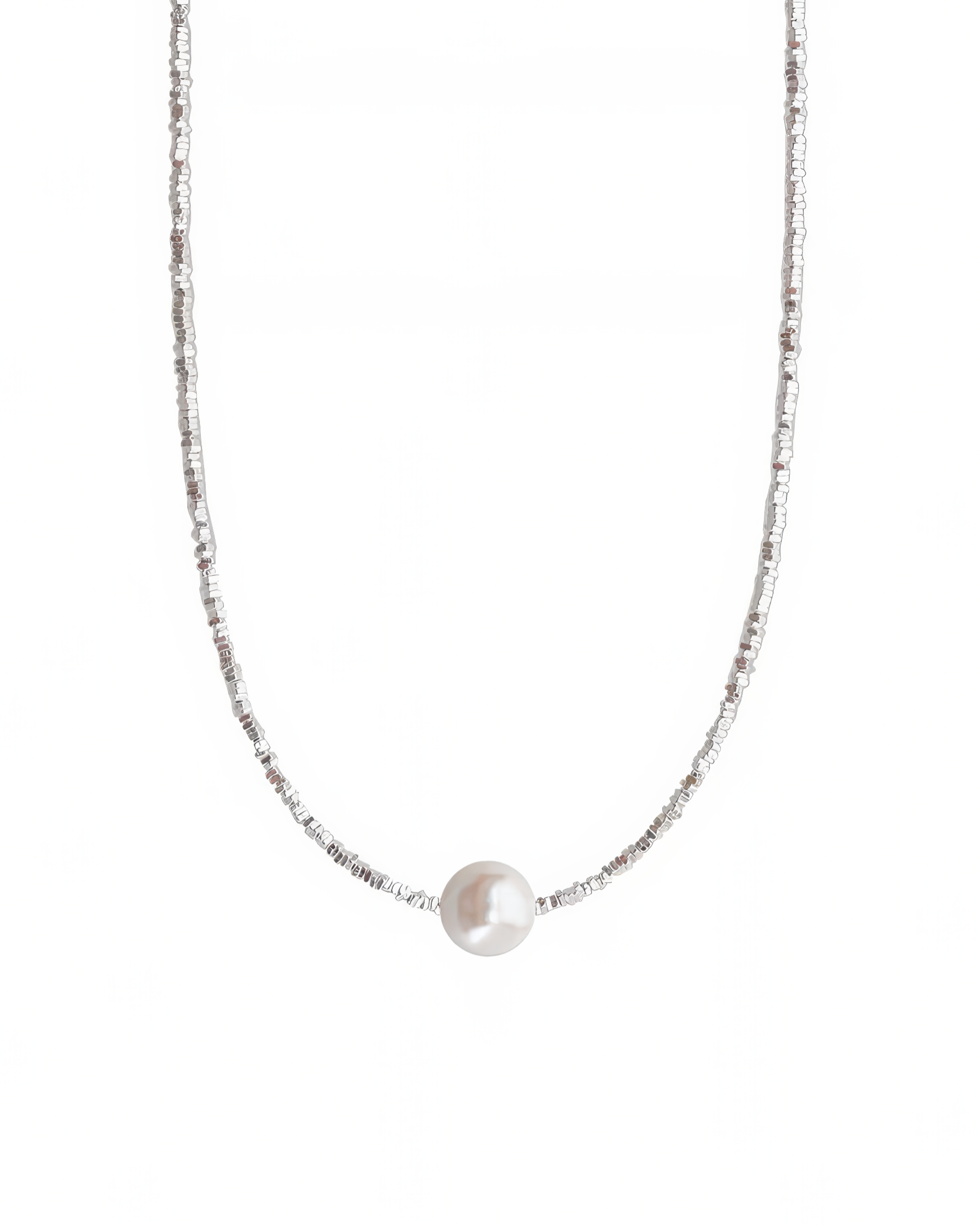 Fiona Silver Glinting Pearl Necklace