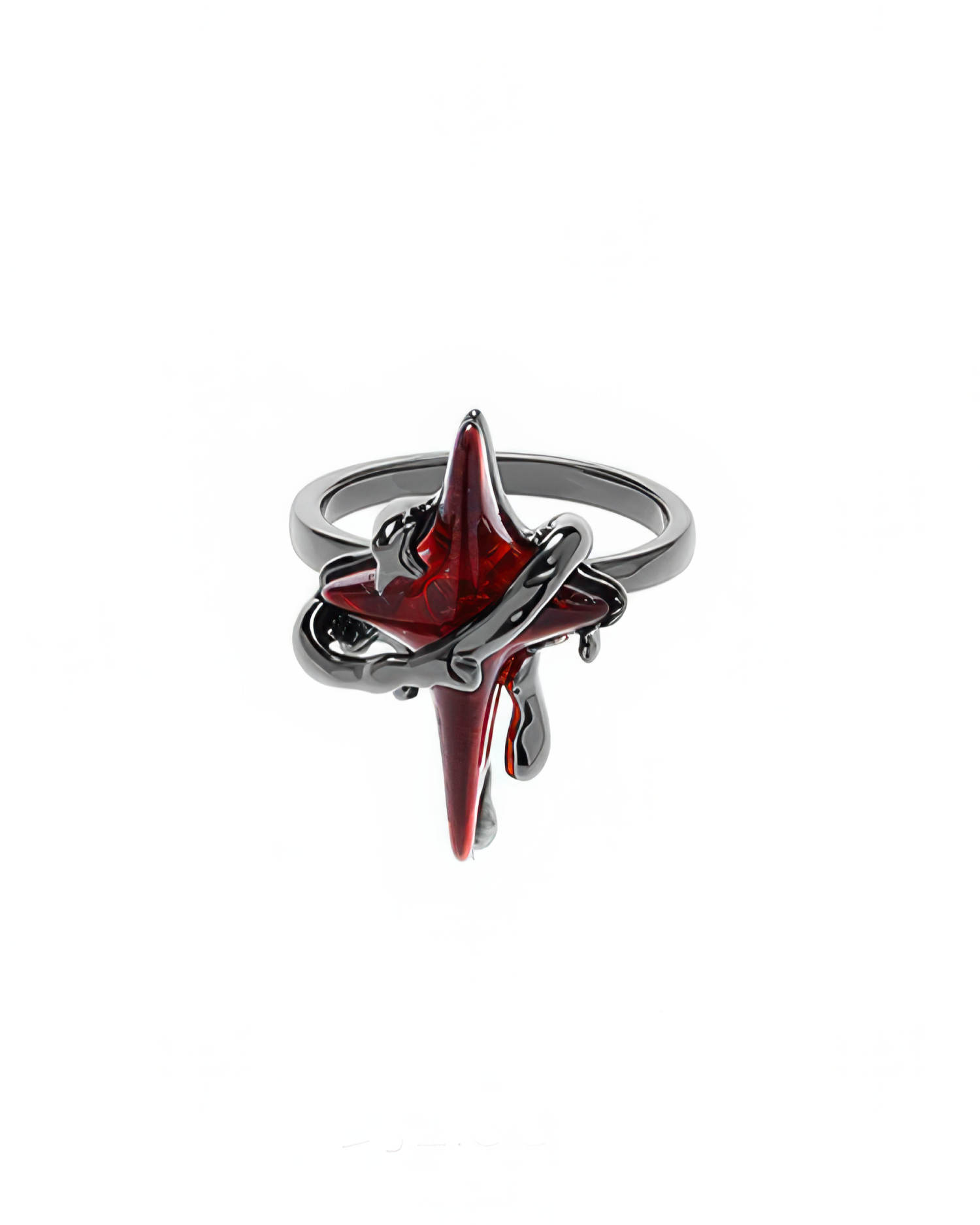 Scarlet Red Star Black Ring