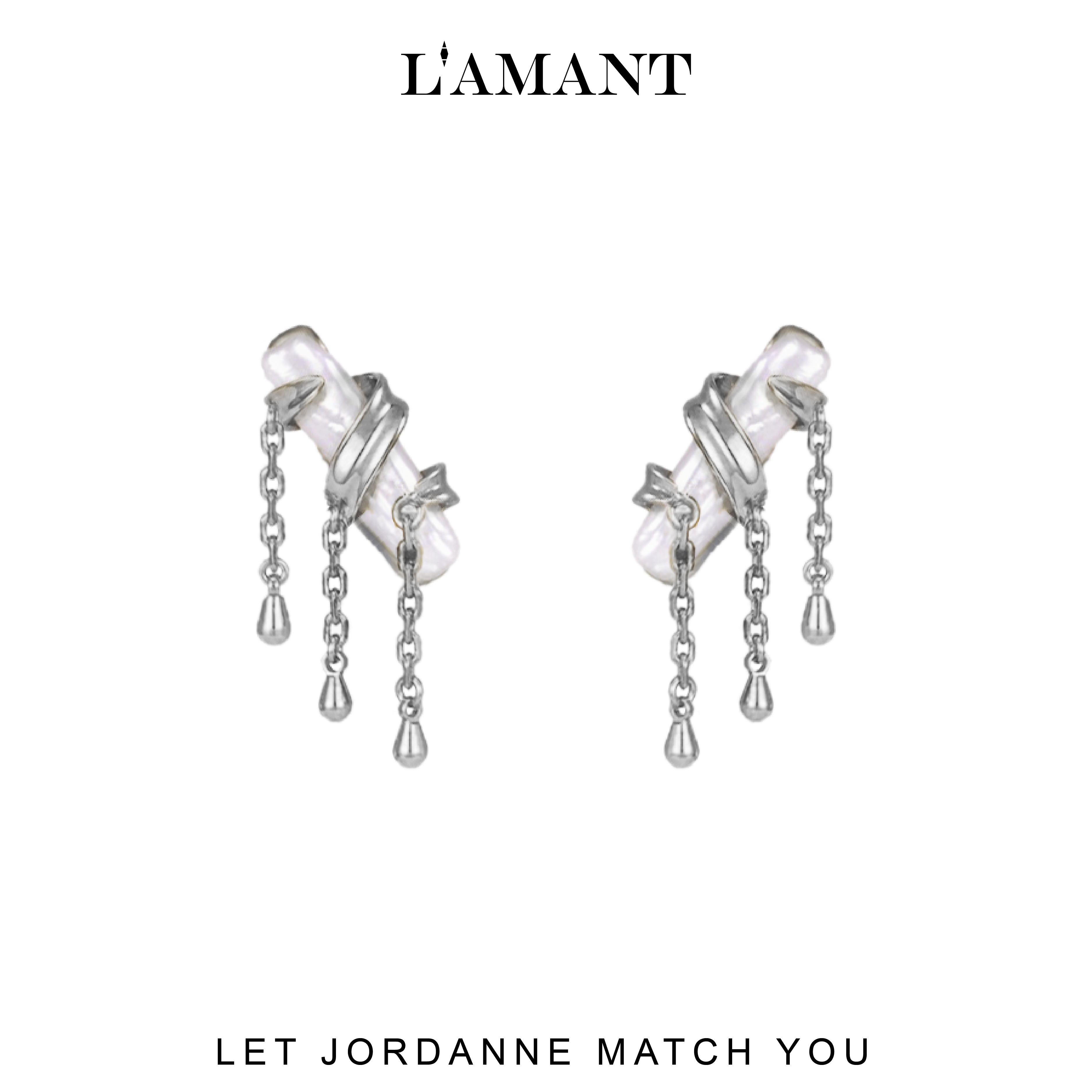 Jordanne Biwa Pearl Earrings - Silver